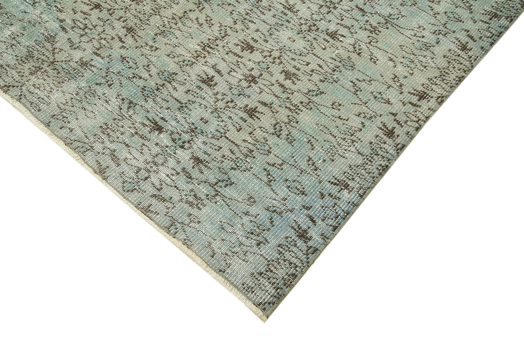 Handmade Vintage Area Rug - Overdyed Blue Rug | Cotton Wool Carpet 5'10''x8'9''