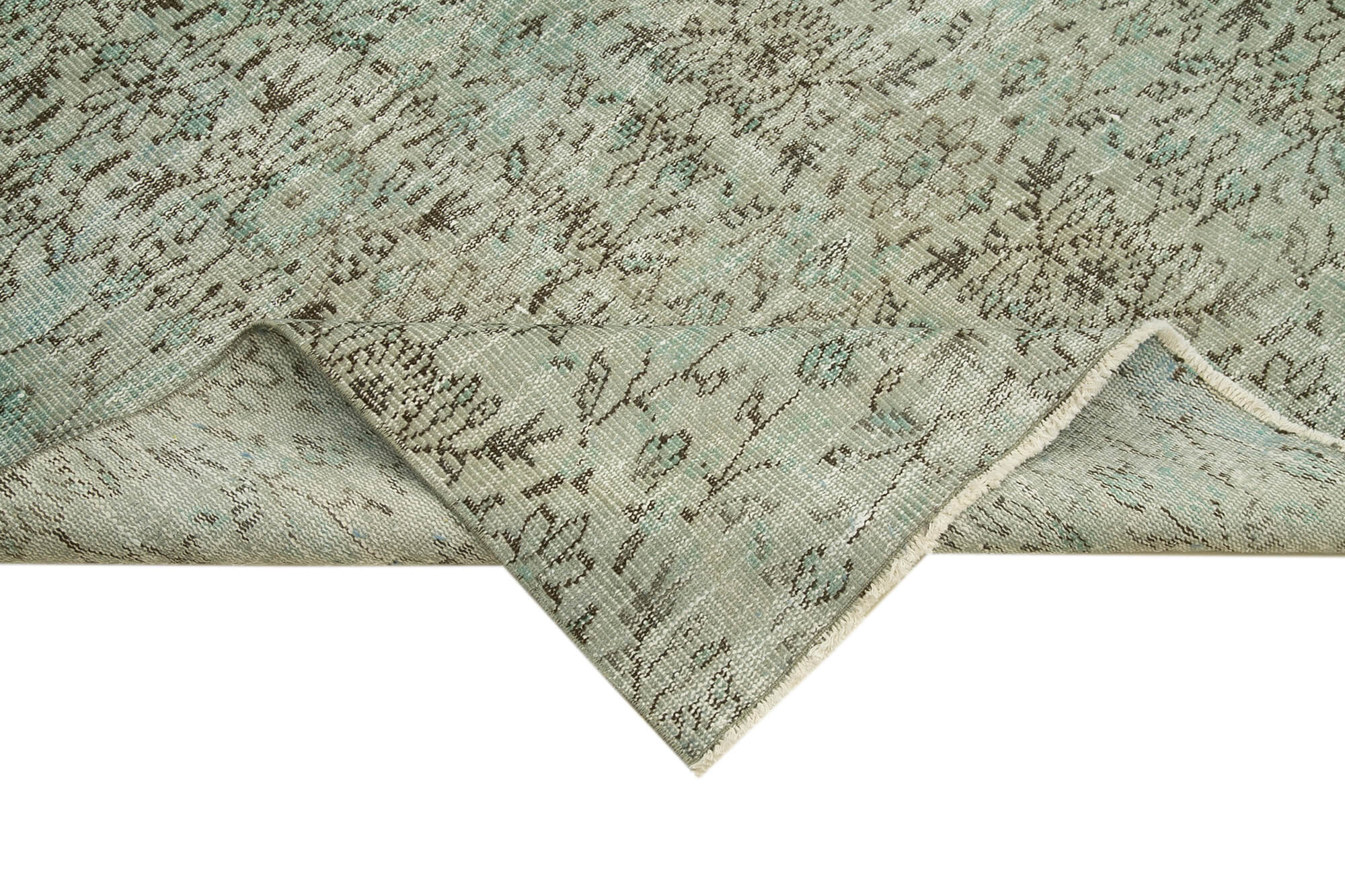 Handmade Vintage Area Rug - Overdyed Blue Rug | Cotton Wool Carpet 5'10''x8'9''
