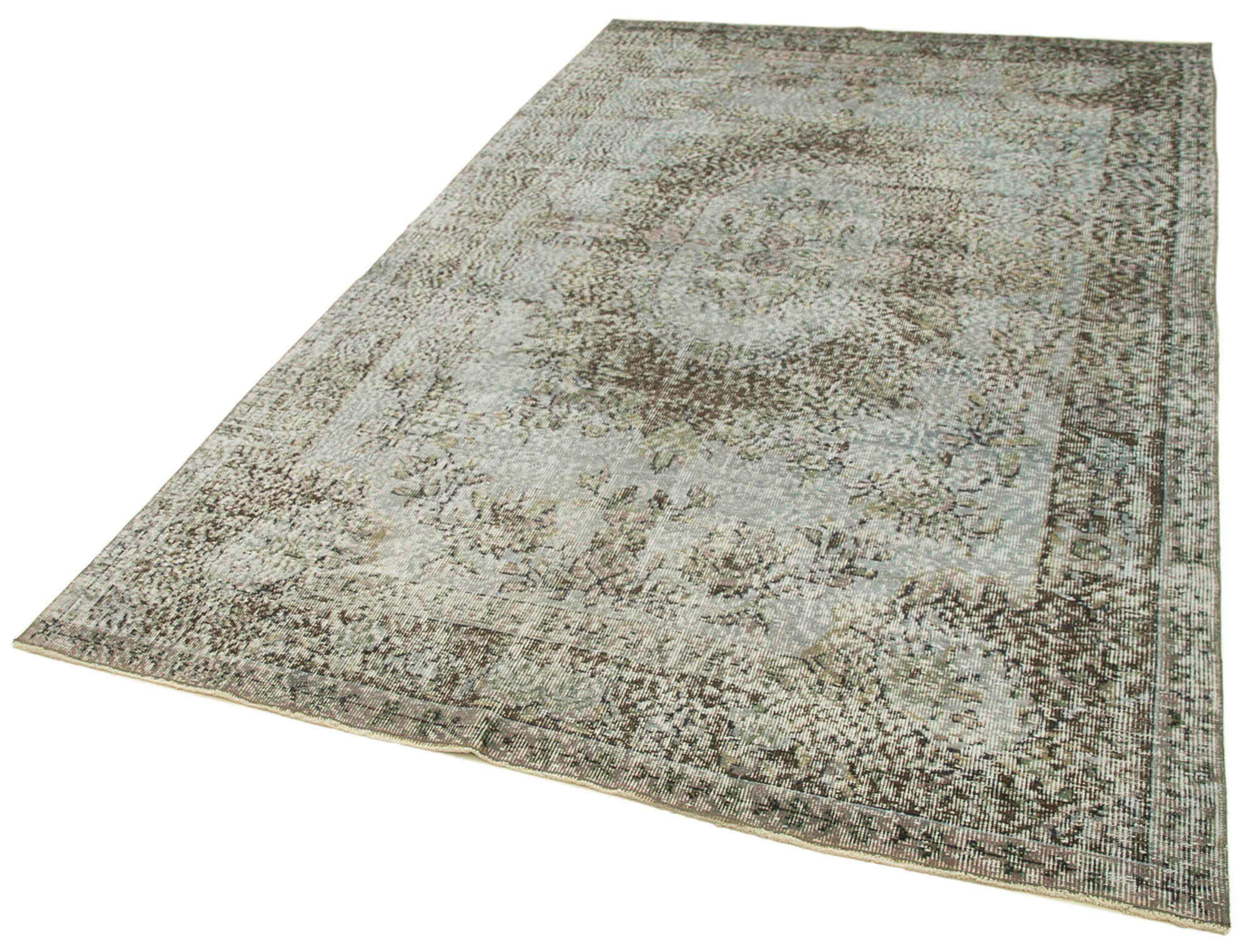 Handmade Wool Area Rug – Overdyed Grey Carpet | Vintage Cotton Rug 5x9