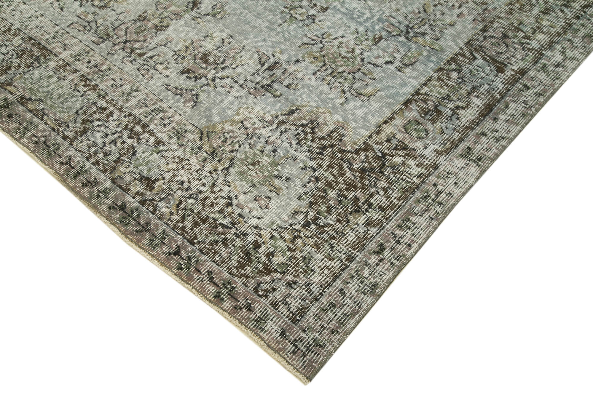 Handmade Wool Area Rug – Overdyed Grey Carpet | Vintage Cotton Rug 5x9
