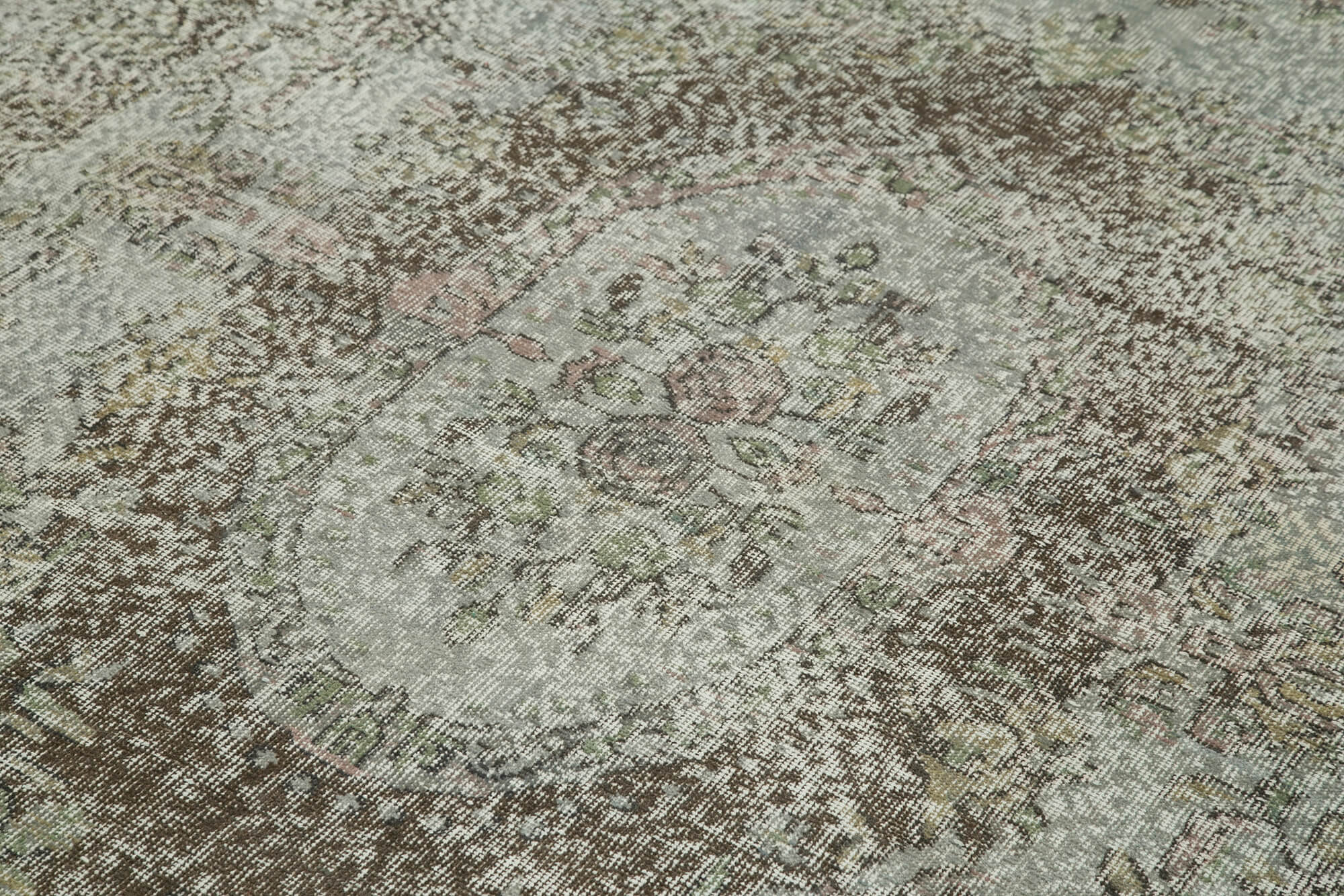 Handmade Wool Area Rug – Overdyed Grey Carpet | Vintage Cotton Rug 5x9