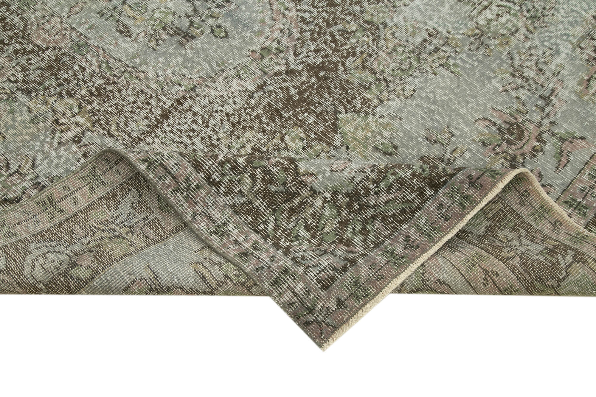 Handmade Wool Area Rug – Overdyed Grey Carpet | Vintage Cotton Rug 5x9