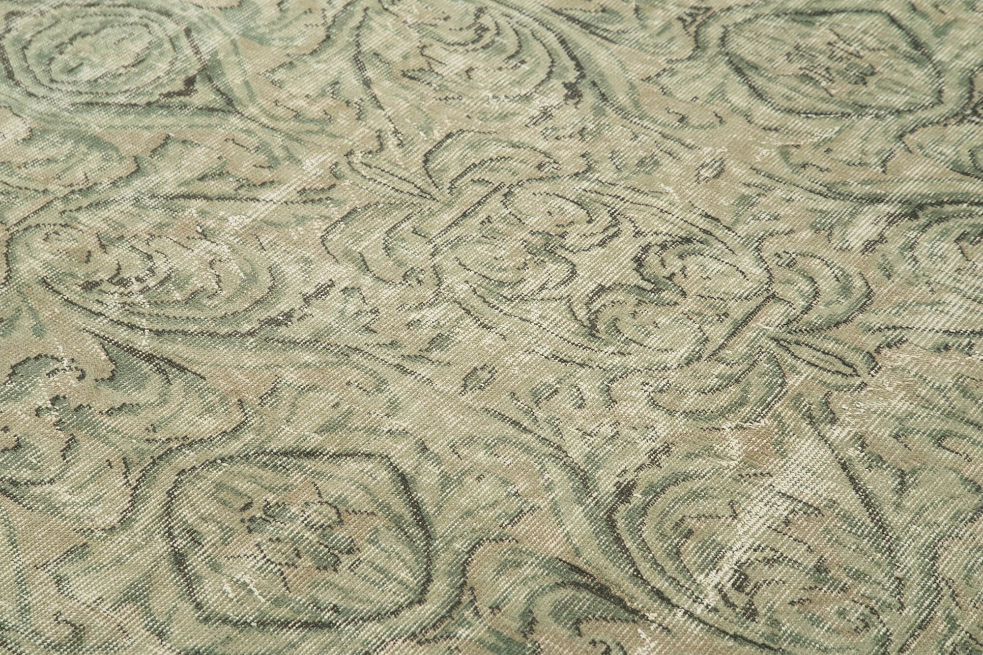 Handmade Area Rug – Overdyed Beige Vintage Wool Cotton Carpet 5'8''x8'9''