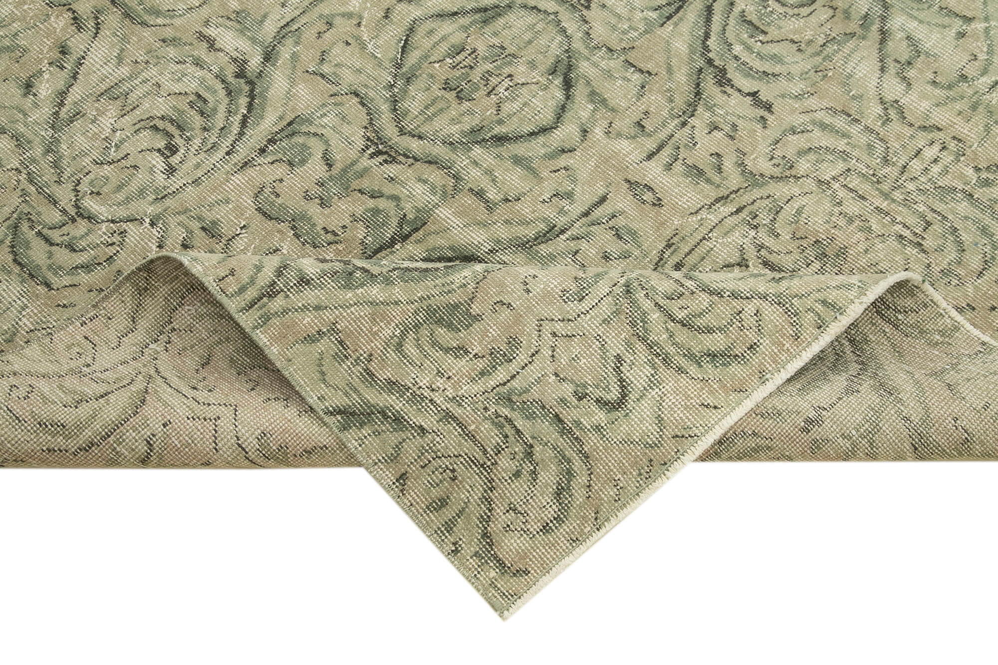 Handmade Area Rug – Overdyed Beige Vintage Wool Cotton Carpet 5'8''x8'9''