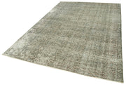 Vintage Wool Area Rug - Handwoven Turkish Overdyed Grey Cotton Wool Carpet 6'8" x 9'4"