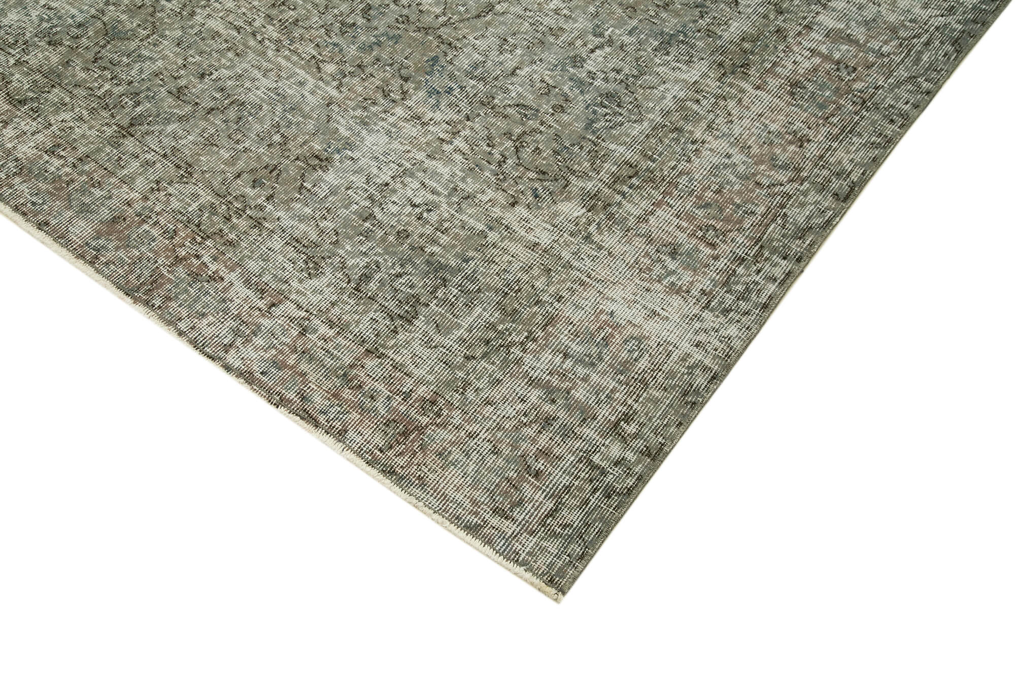 Vintage Wool Area Rug - Handwoven Turkish Overdyed Grey Cotton Wool Carpet 6'8" x 9'4"