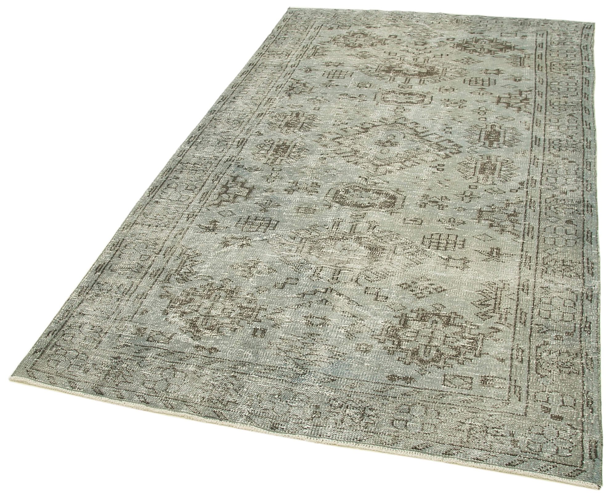 Handmade Vintage Area Rug - Overdyed Wool Rug 4'9''x8'7'' | Turkish Hand Knotted Carpet