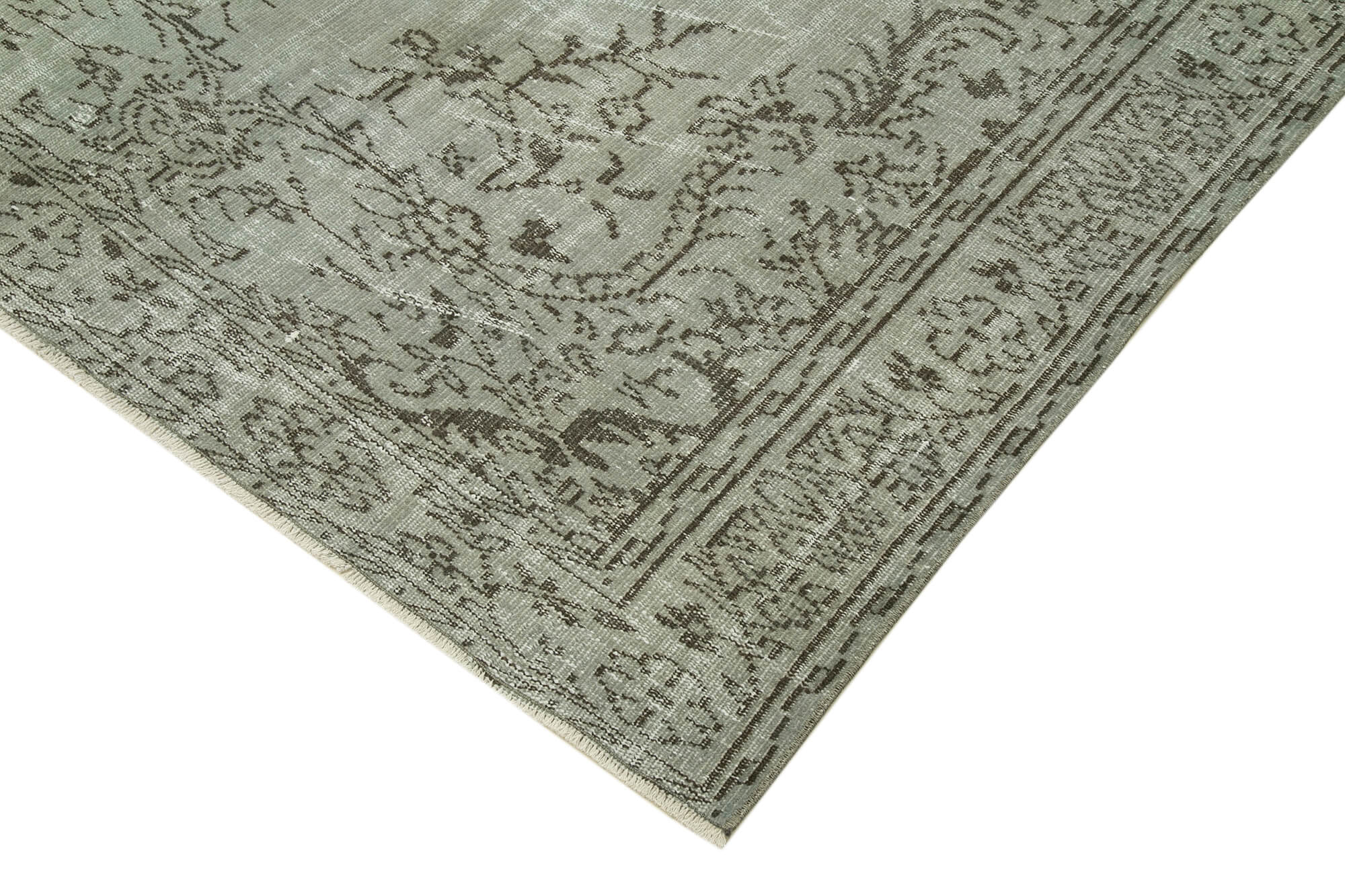 Handmade Vintage Area Rug - Overdyed Wool Rug | 5x9 Grey Cotton Wool Carpet