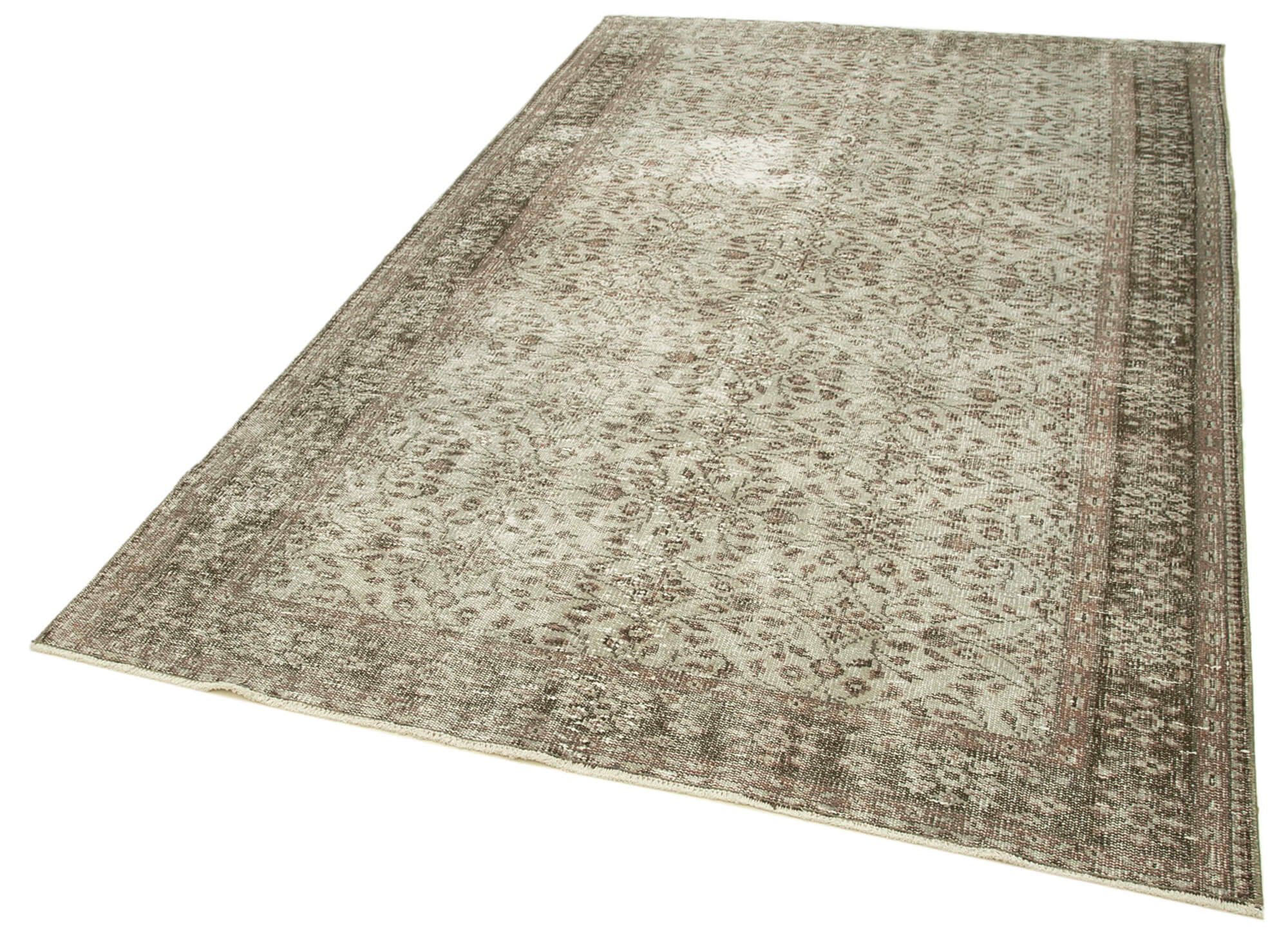 Vintage Wool Area Rug - Handmade Cotton Rug Overdyed Grey Carpet 5'6''x8'8''