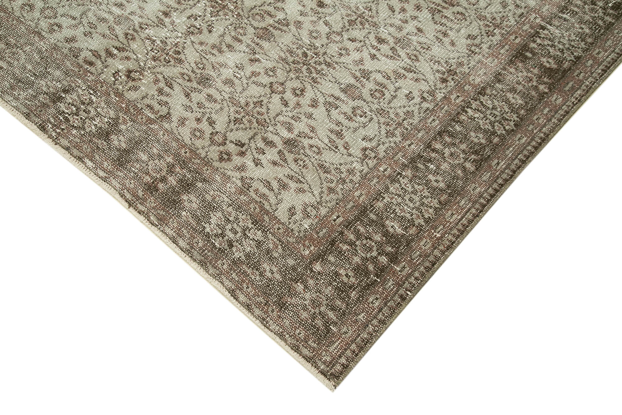 Vintage Wool Area Rug - Handmade Cotton Rug Overdyed Grey Carpet 5'6''x8'8''