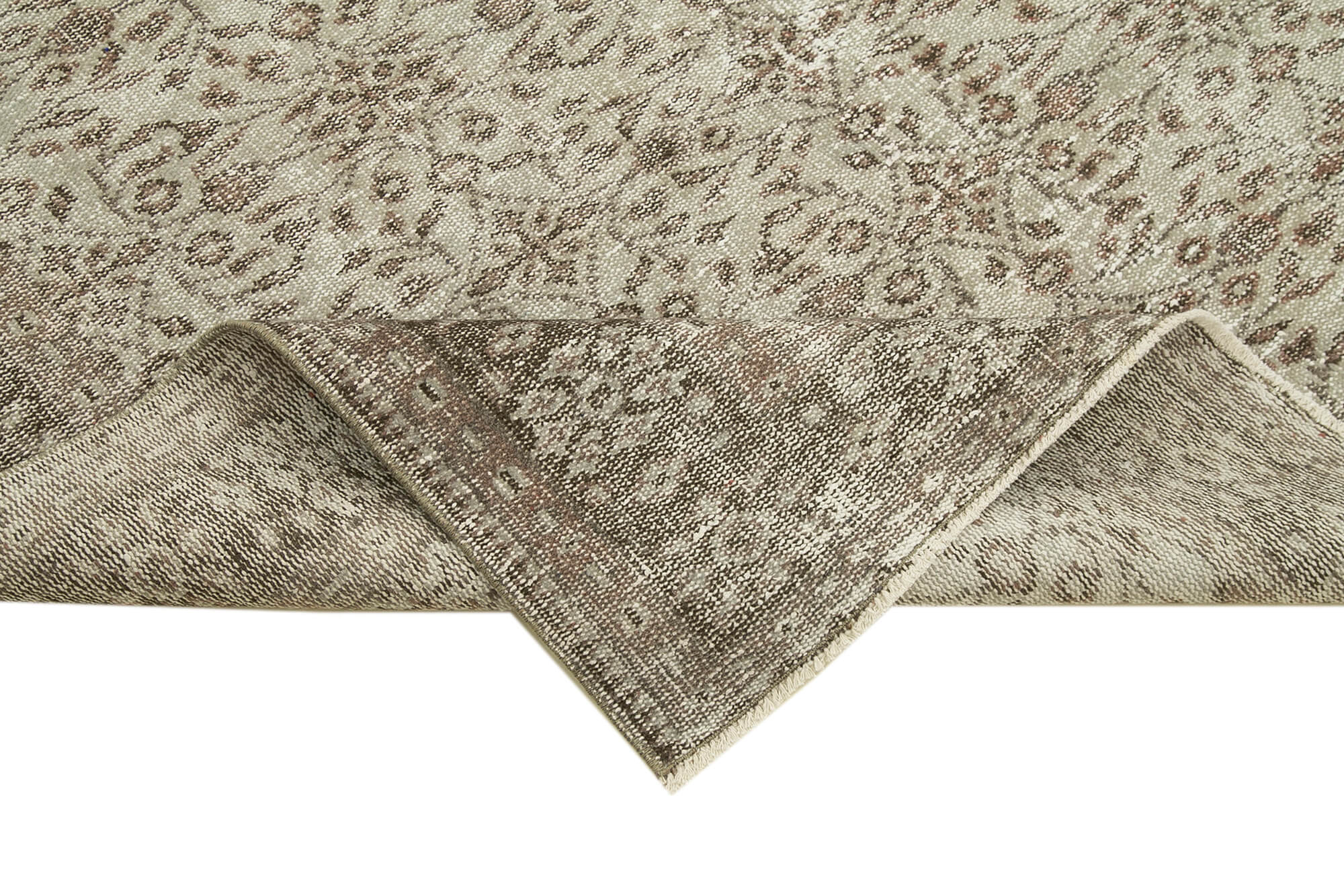 Vintage Wool Area Rug - Handmade Cotton Rug Overdyed Grey Carpet 5'6''x8'8''