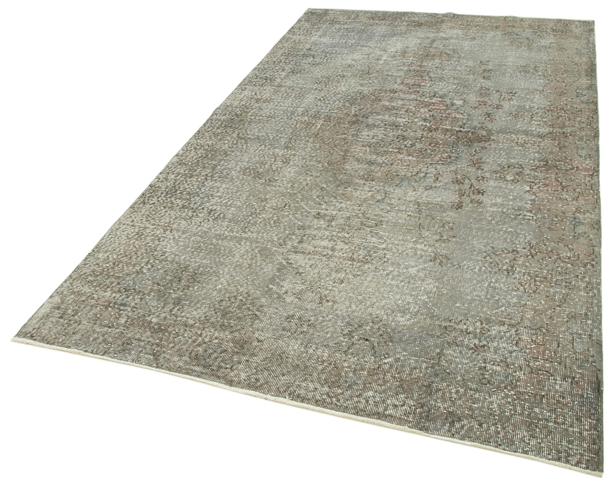 Handmade Vintage Area Rug – Overdyed Vintage Rug | Grey Cotton Wool Blend 5'4''x9'4''