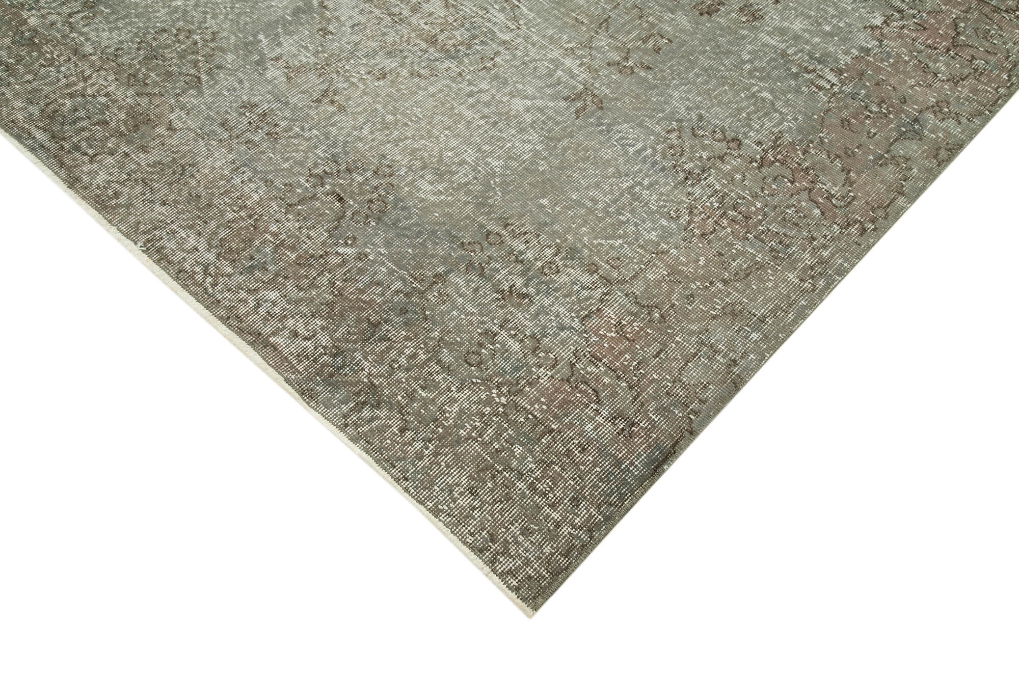 Handmade Vintage Area Rug – Overdyed Vintage Rug | Grey Cotton Wool Blend 5'4''x9'4''