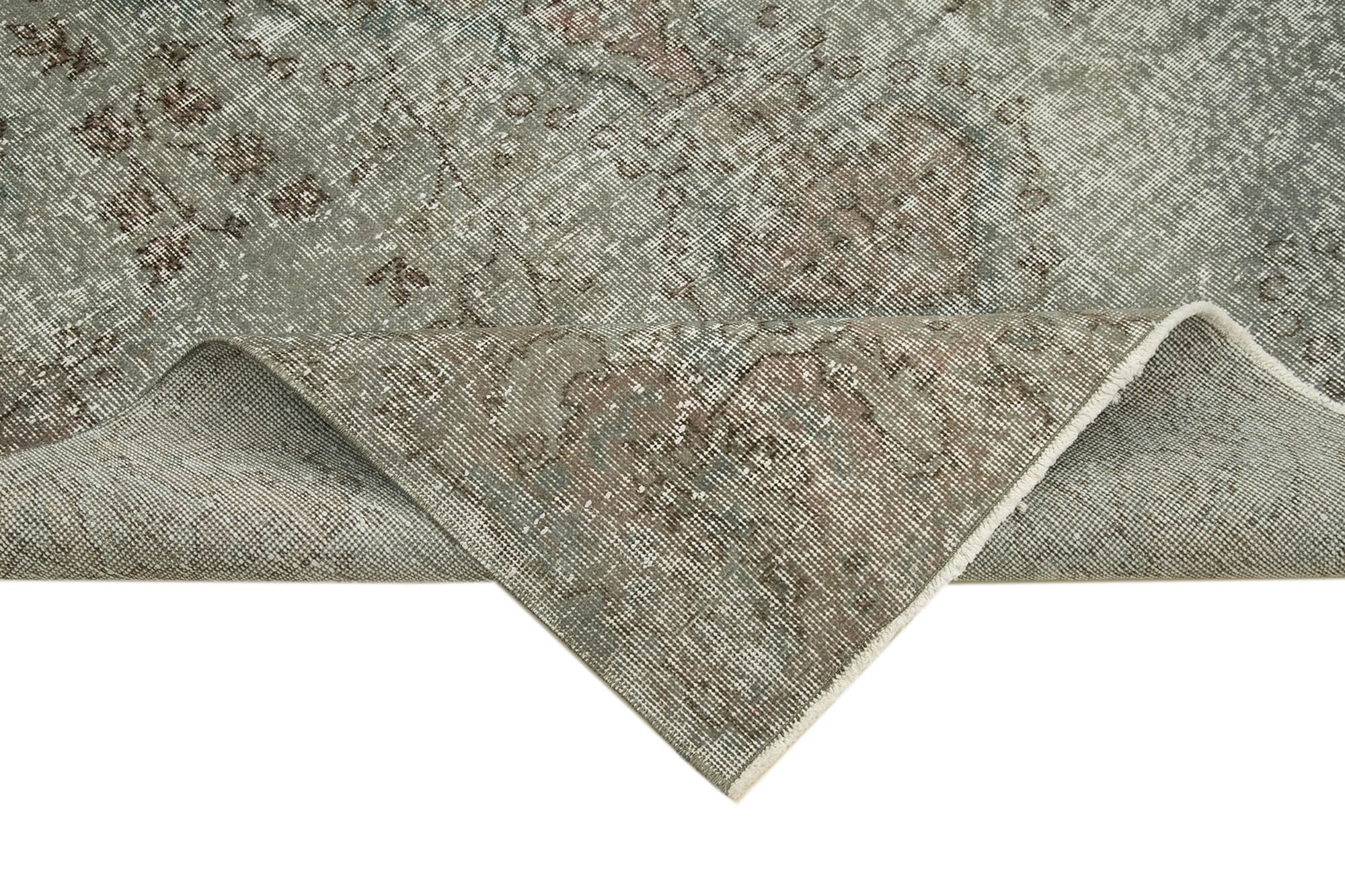 Handmade Vintage Area Rug – Overdyed Vintage Rug | Grey Cotton Wool Blend 5'4''x9'4''