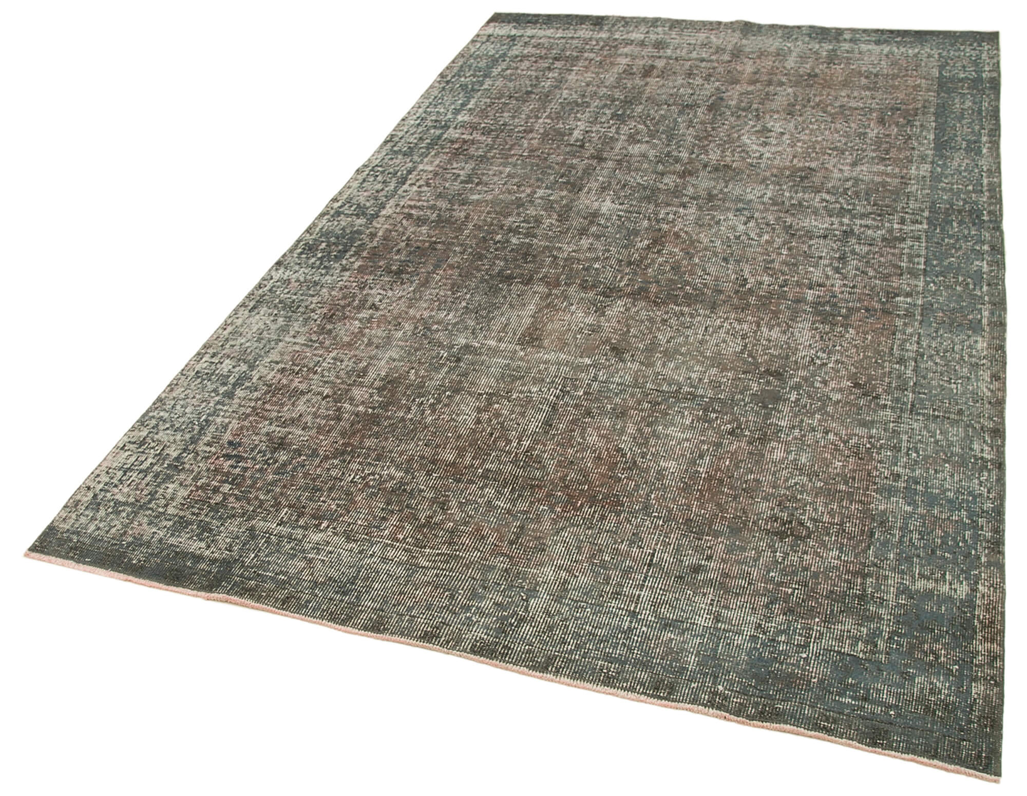 Vintage Handmade Area Rug – Overdyed Grey Turkish Carpet 5'2'' x 8'5'' Boho Style