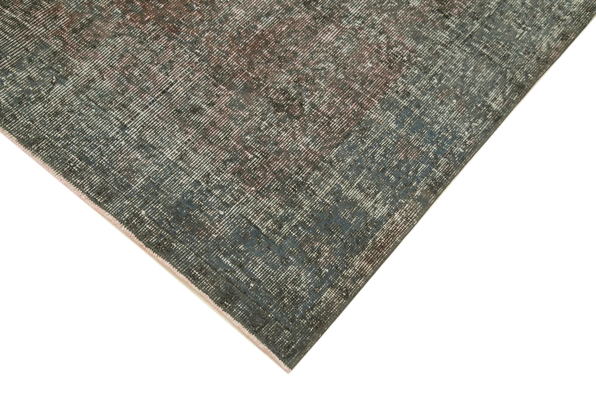 Vintage Handmade Area Rug – Overdyed Grey Turkish Carpet 5'2'' x 8'5'' Boho Style