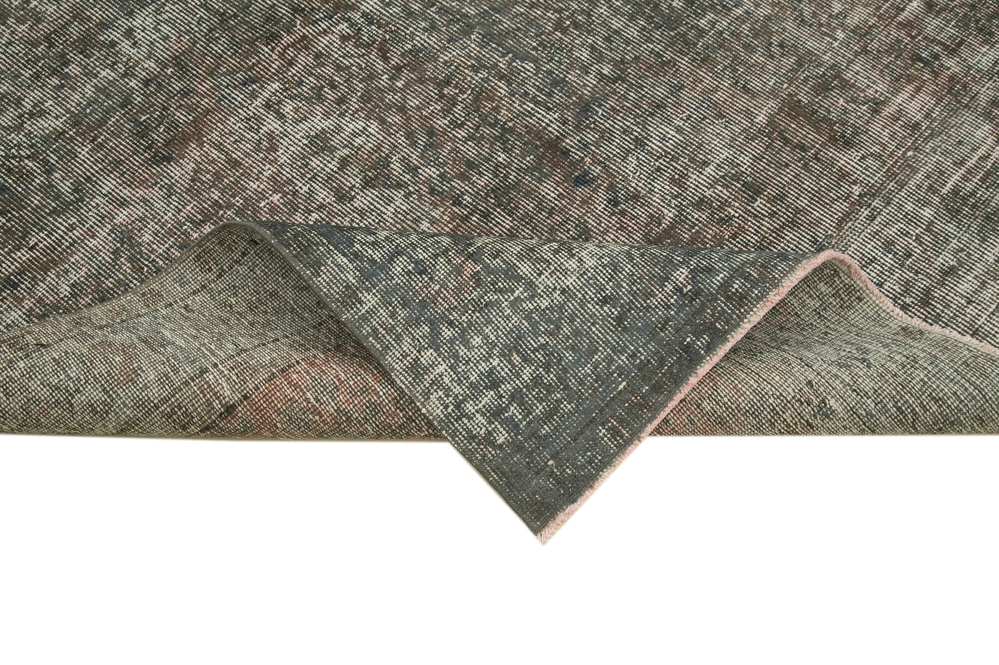 Vintage Handmade Area Rug – Overdyed Grey Turkish Carpet 5'2'' x 8'5'' Boho Style