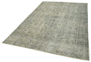 Vintage Wool Area Rug – Handmade Cotton Rug Overdyed Grey, Turkish Hand Knotted Carpet 6'x9'