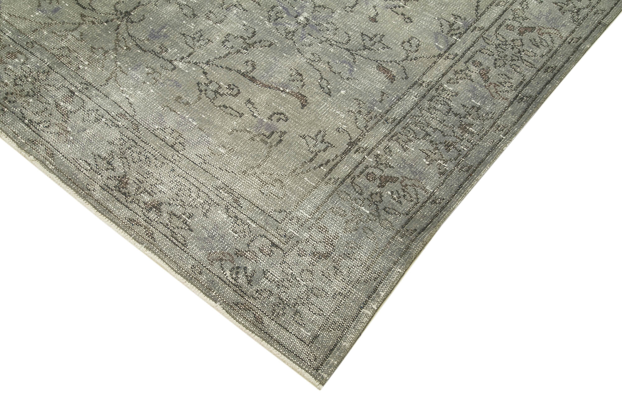 Vintage Wool Area Rug – Handmade Cotton Rug Overdyed Grey, Turkish Hand Knotted Carpet 6'x9'