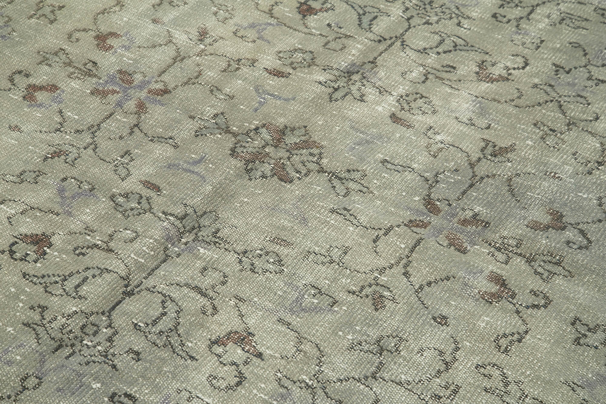 Vintage Wool Area Rug – Handmade Cotton Rug Overdyed Grey, Turkish Hand Knotted Carpet 6'x9'