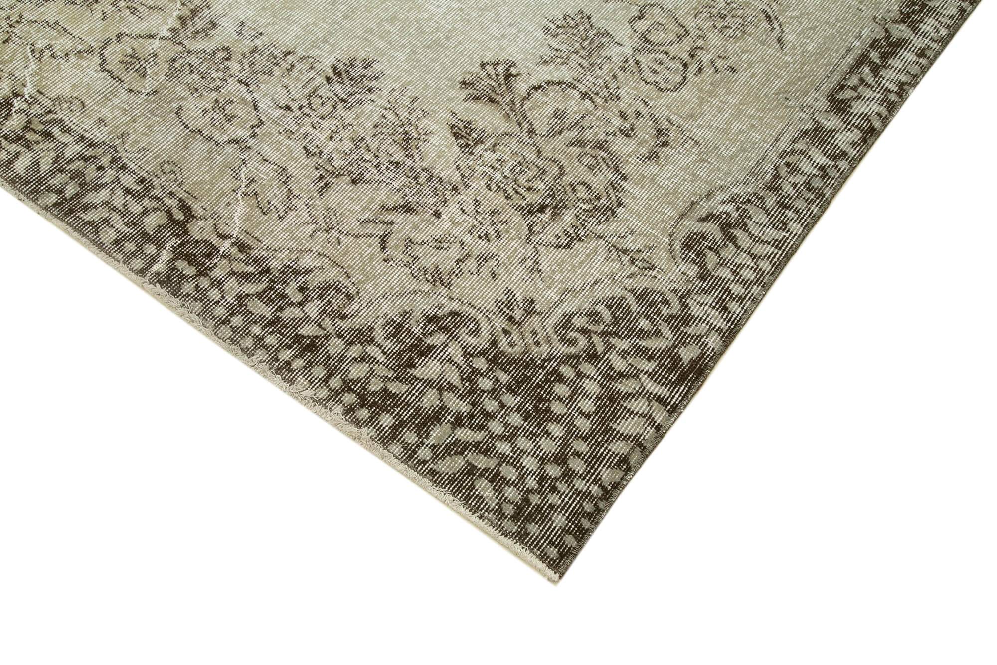 Vintage Handmade Area Rug – Overdyed Grey Cotton Wool Carpet 5'5''x8'9''