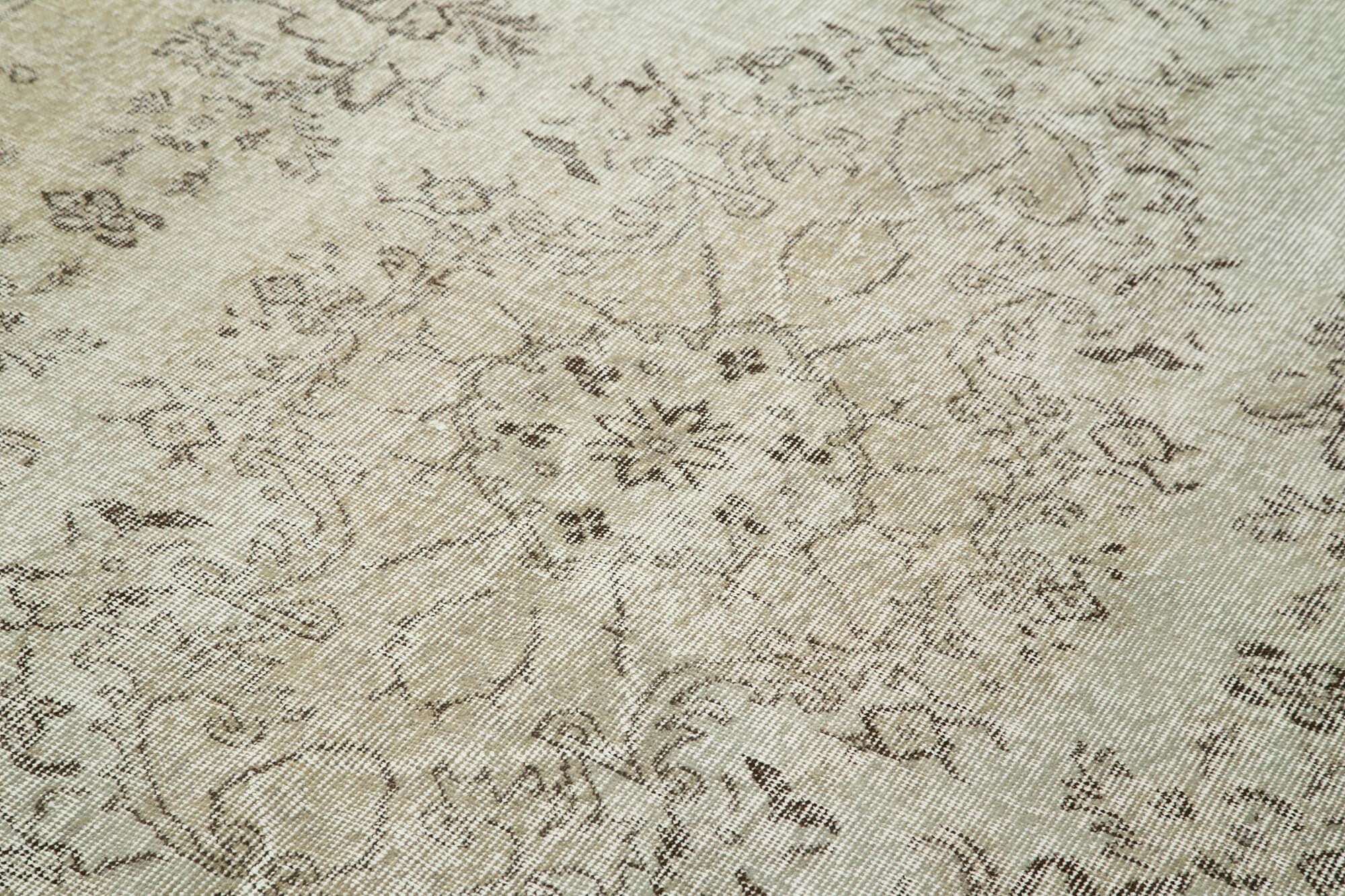 Vintage Handmade Area Rug – Overdyed Grey Cotton Wool Carpet 5'5''x8'9''