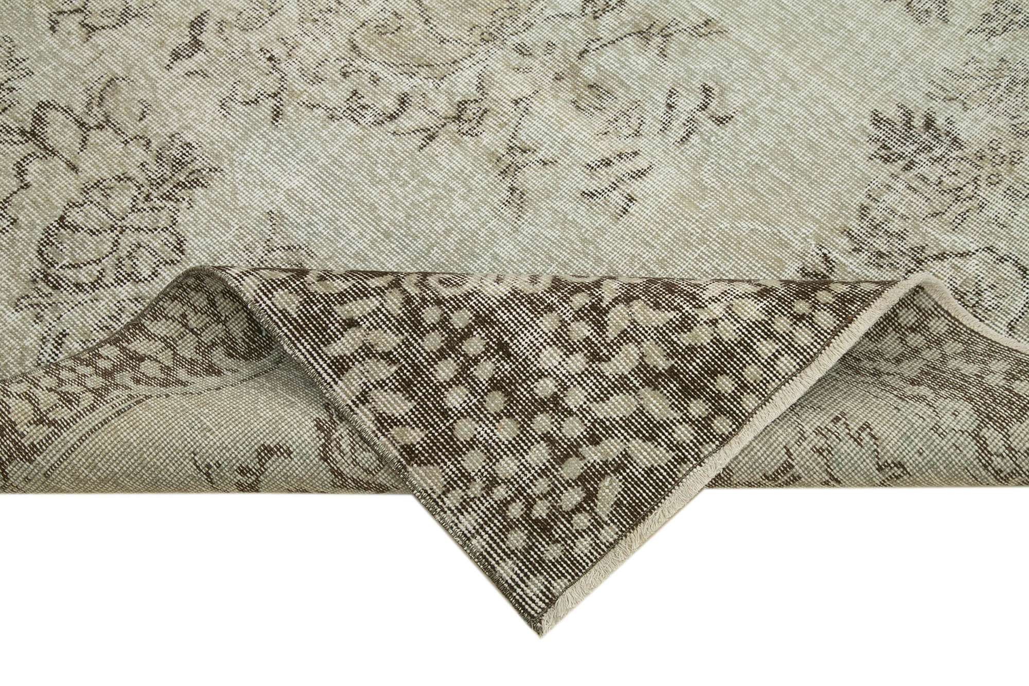 Vintage Handmade Area Rug – Overdyed Grey Cotton Wool Carpet 5'5''x8'9''