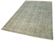 Vintage Area Rug - Handmade Wool Rug Overdyed Blue Cotton Wool Carpet 5'1''x8'8''