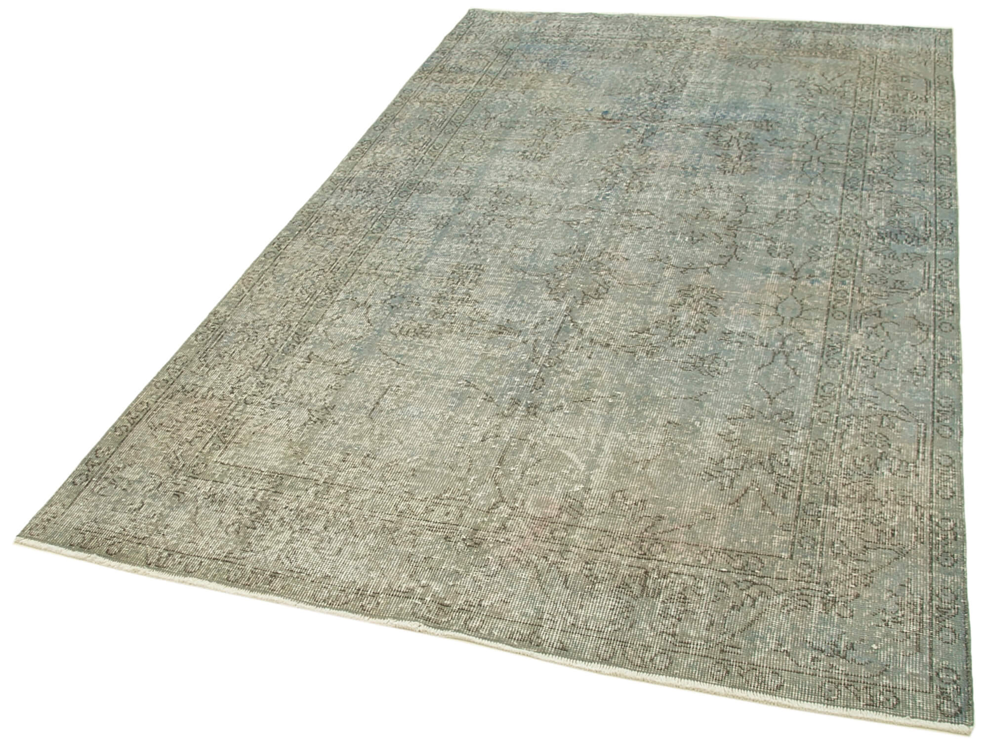 Vintage Area Rug - Handmade Wool Rug Overdyed Blue Cotton Wool Carpet 5'1''x8'8''