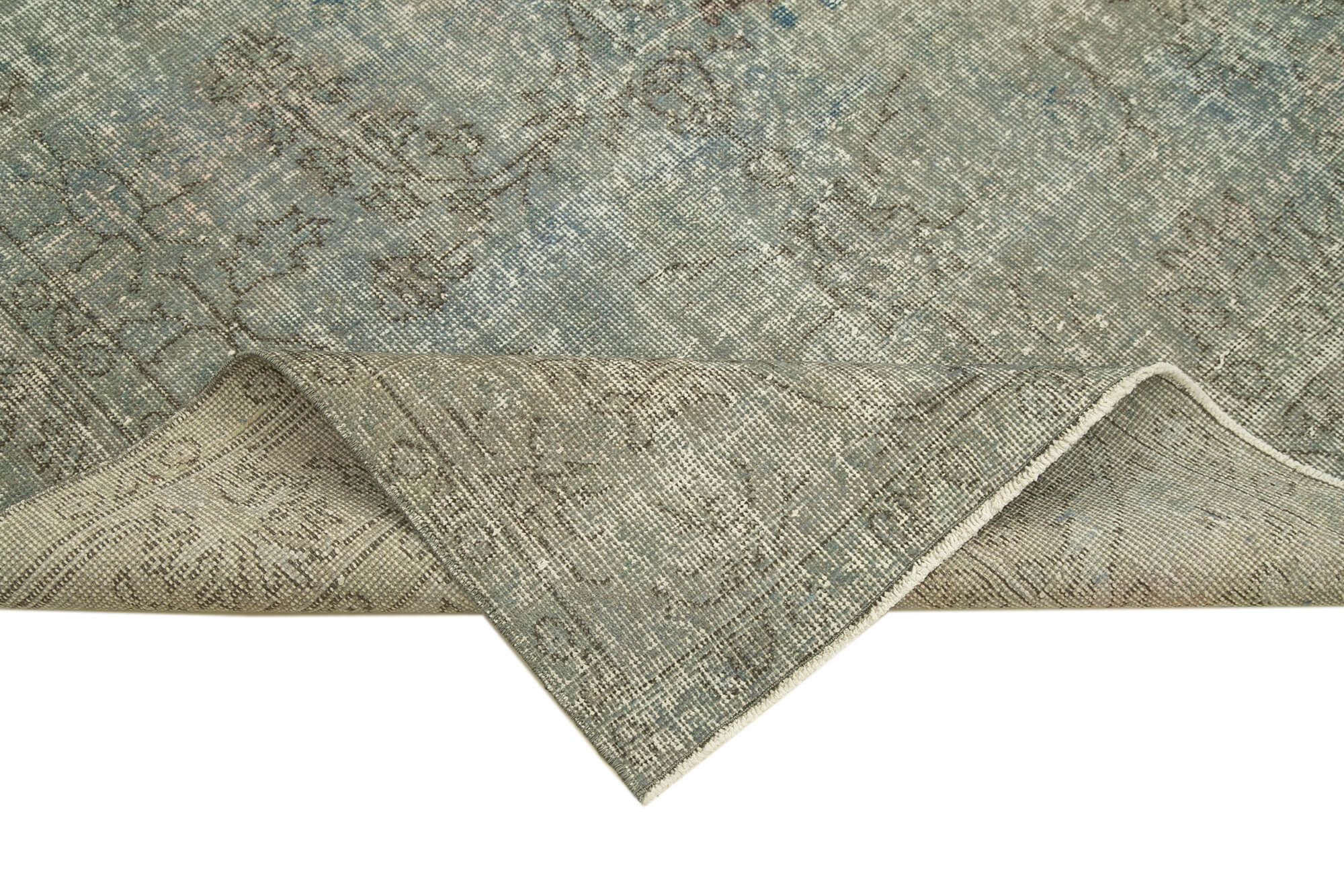 Vintage Area Rug - Handmade Wool Rug Overdyed Blue Cotton Wool Carpet 5'1''x8'8''