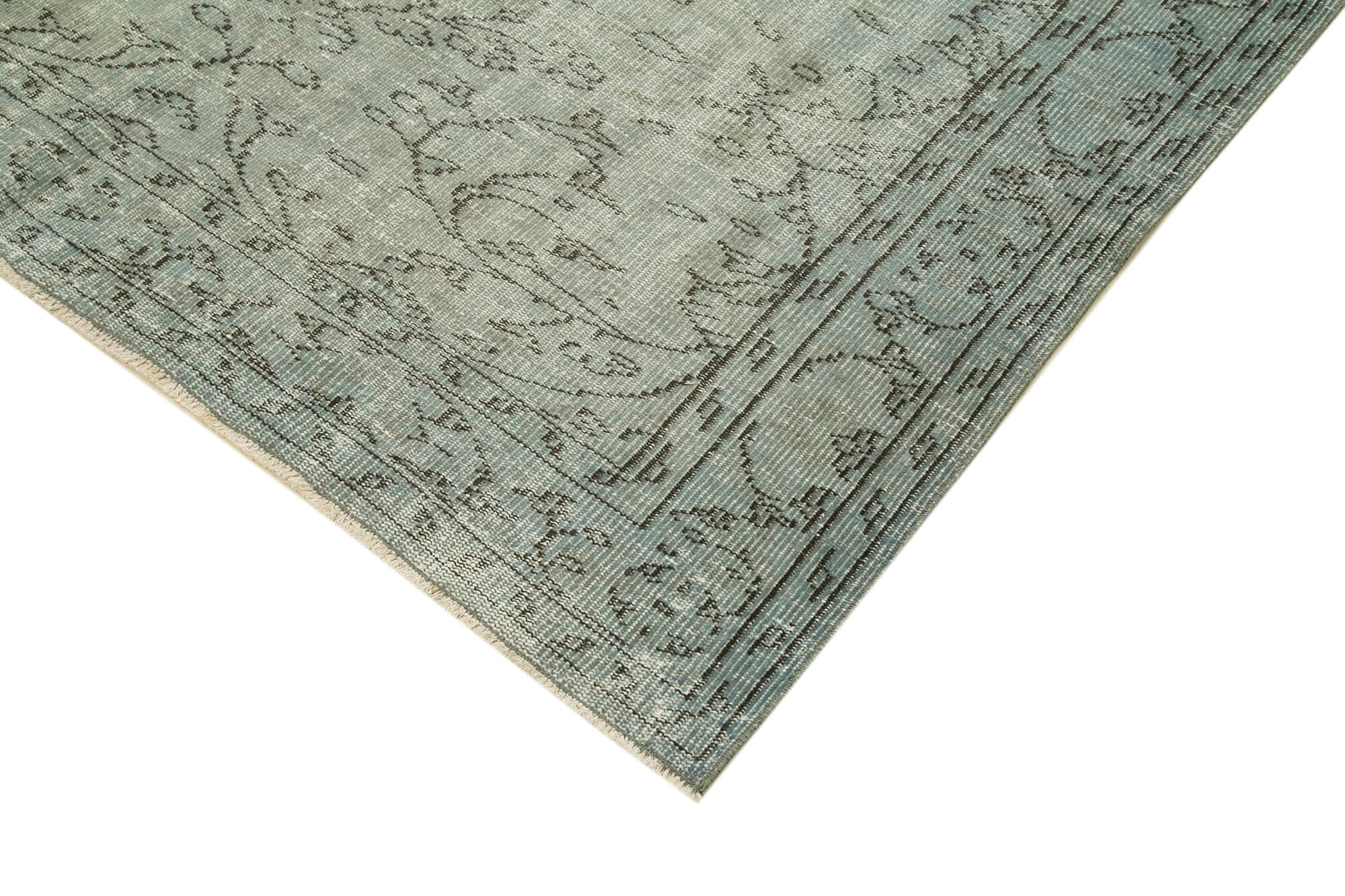 Vintage Blue Area Rug - Handmade Wool Rug Overdyed Turkish Carpet 5'8''x8'11''