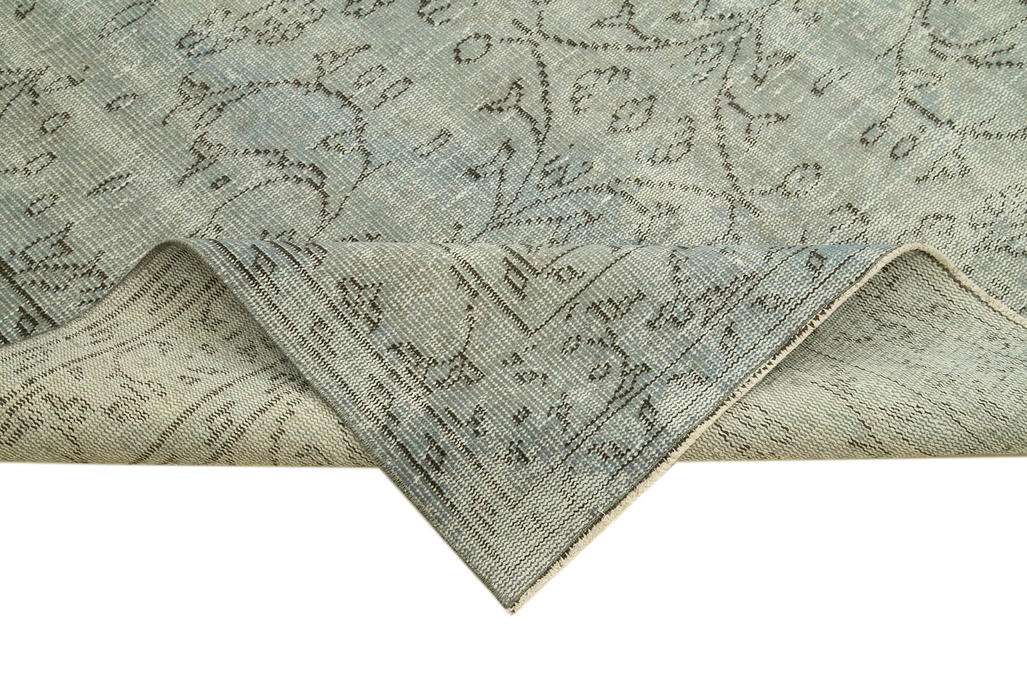 Vintage Blue Area Rug - Handmade Wool Rug Overdyed Turkish Carpet 5'8''x8'11''