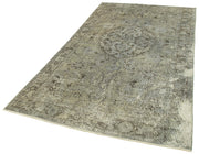Vintage Wool Area Rug - Handmade Overdyed Grey Cotton Wool Rug 5'3''x9'8''