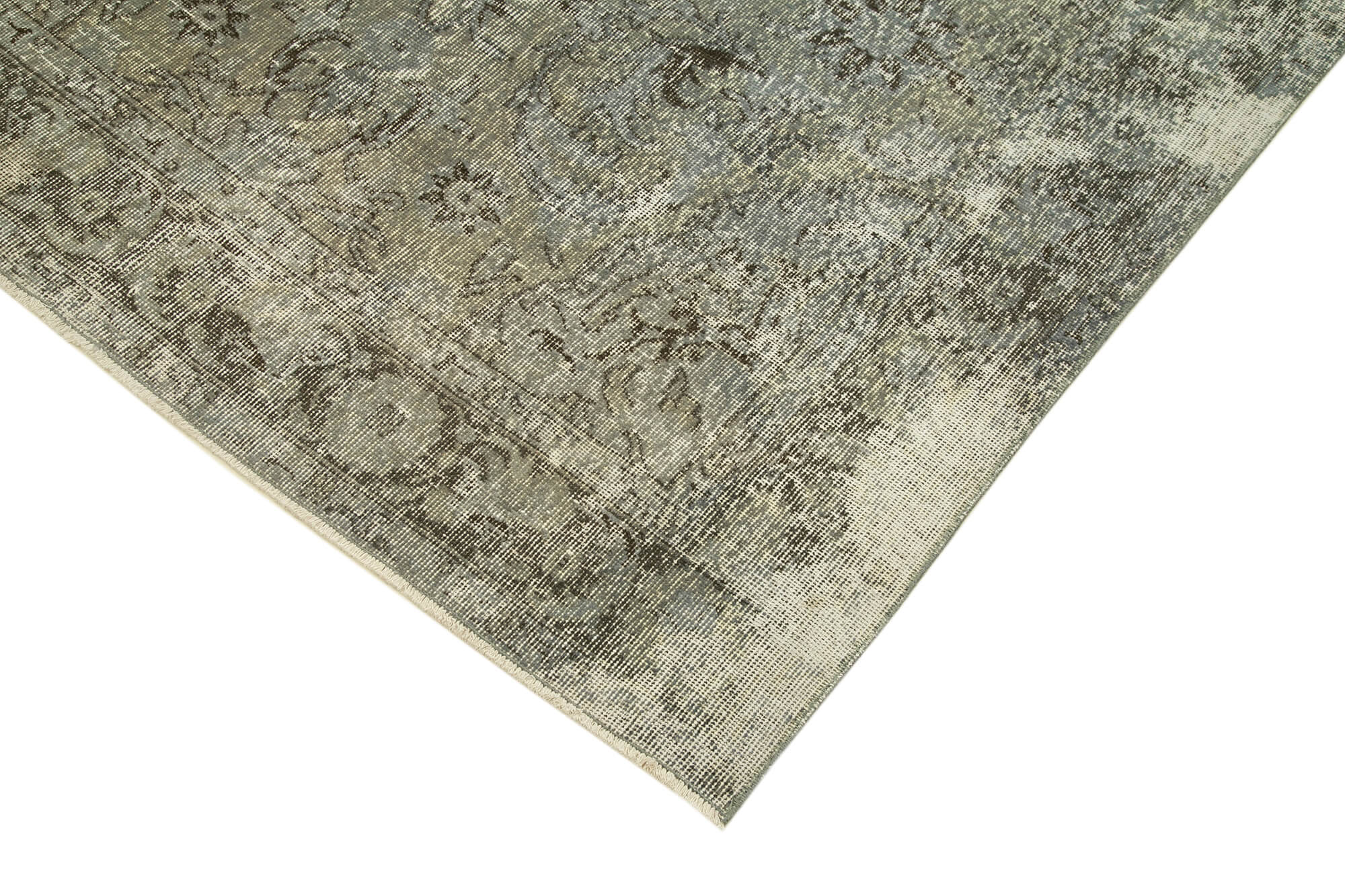 Vintage Wool Area Rug - Handmade Overdyed Grey Cotton Wool Rug 5'3''x9'8''