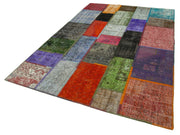 Handmade Area Rug - Kirk Yama Pink Patchwork Cotton Wool Carpet 6'3''x9'6''