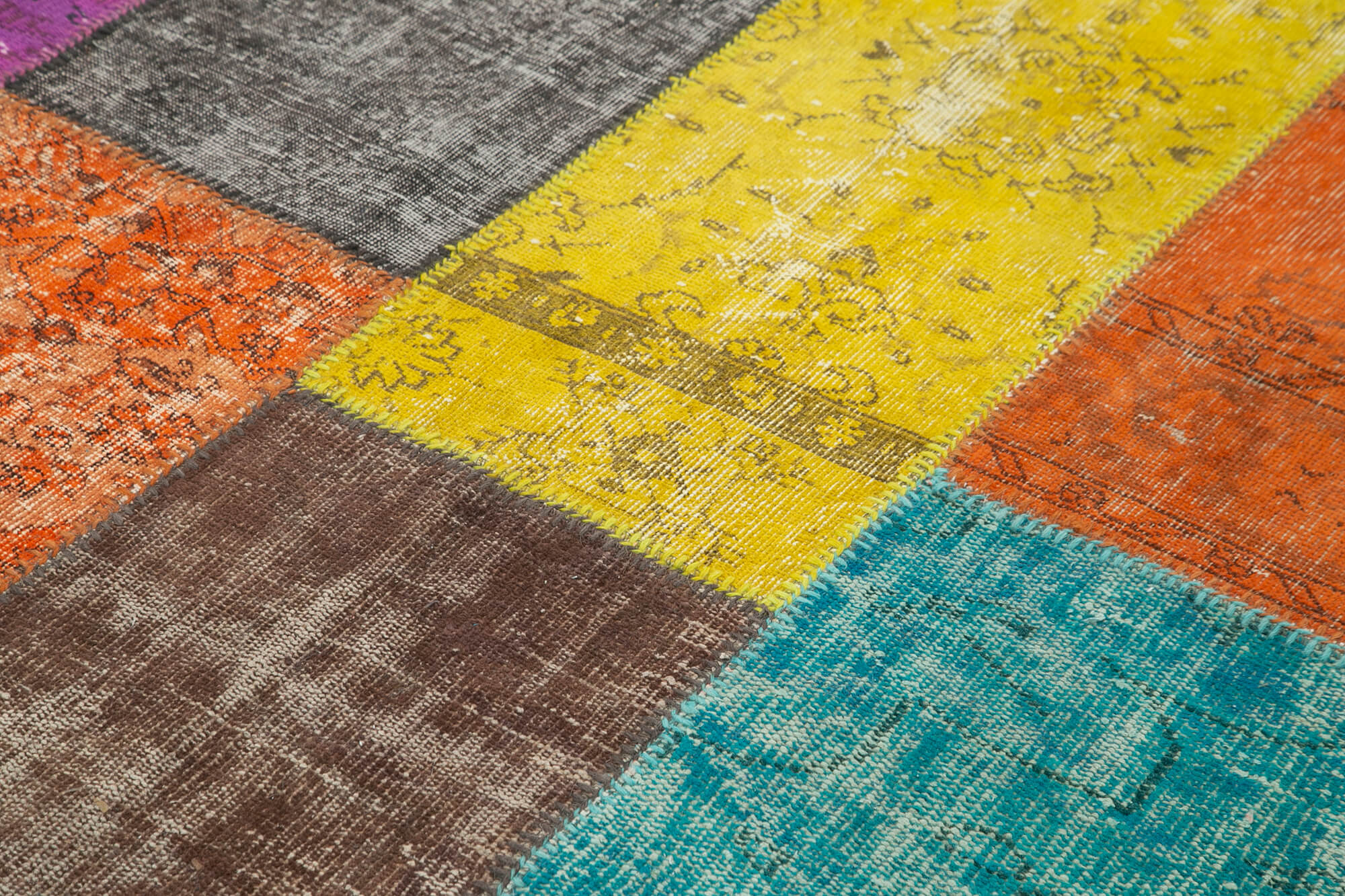 Handmade Patchwork Rug - Pink Cotton Wool Vintage Area Rug 6'8'' x 9'1''