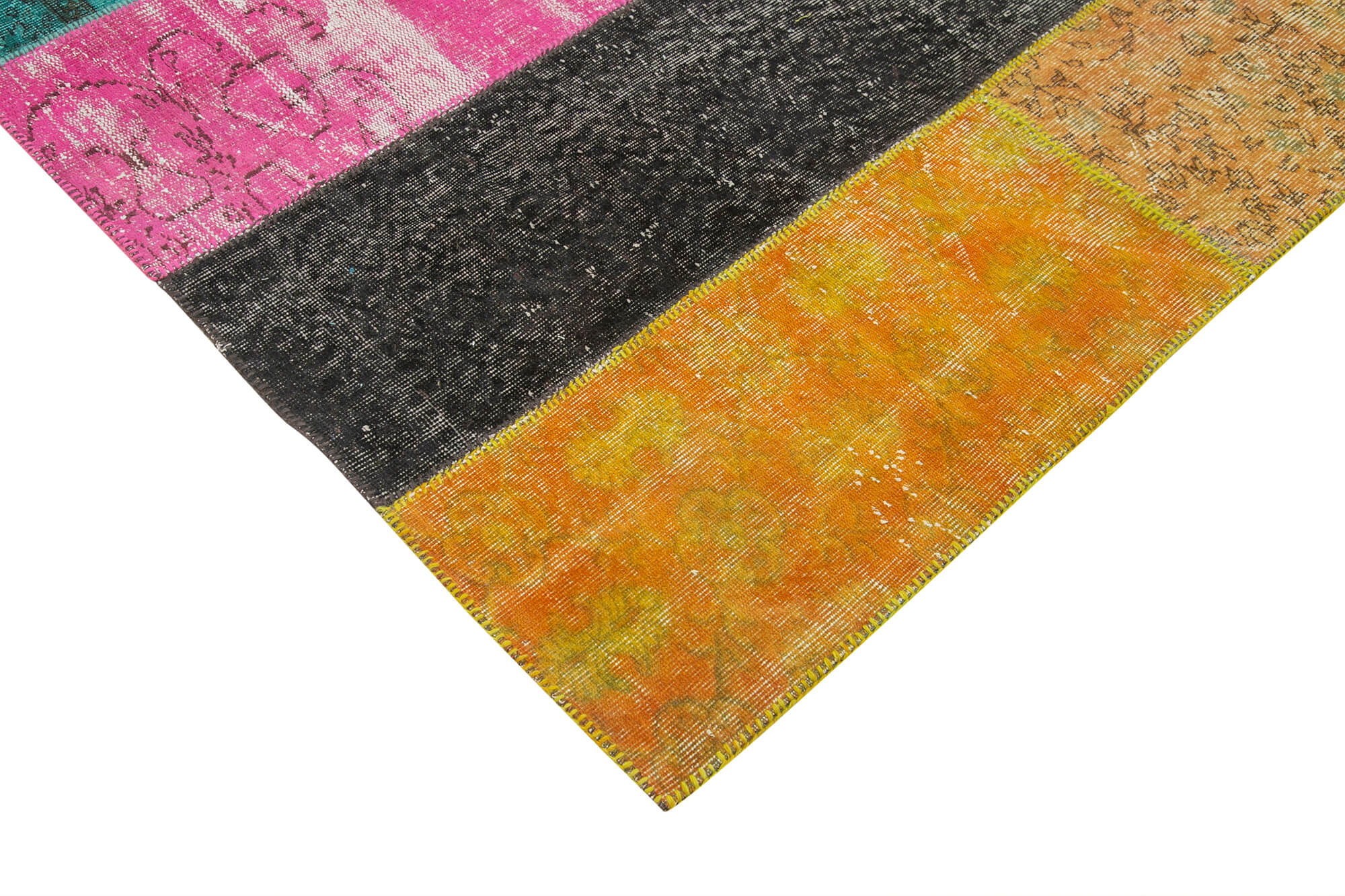 Handmade Patchwork Rug - Pink Area Rug Cotton Wool Durable Natural Fiber Carpet 6'9"x8'9"