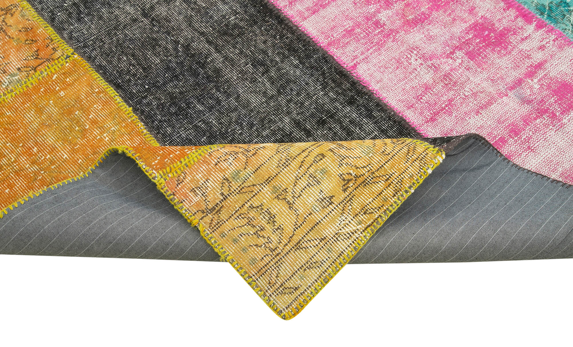 Handmade Patchwork Rug - Pink Area Rug Cotton Wool Durable Natural Fiber Carpet 6'9"x8'9"