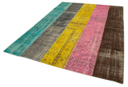 Handmade Patchwork Rug - Kirk Yama Pink Cotton Wool Vintage Area Rug 6'8"x9'1"