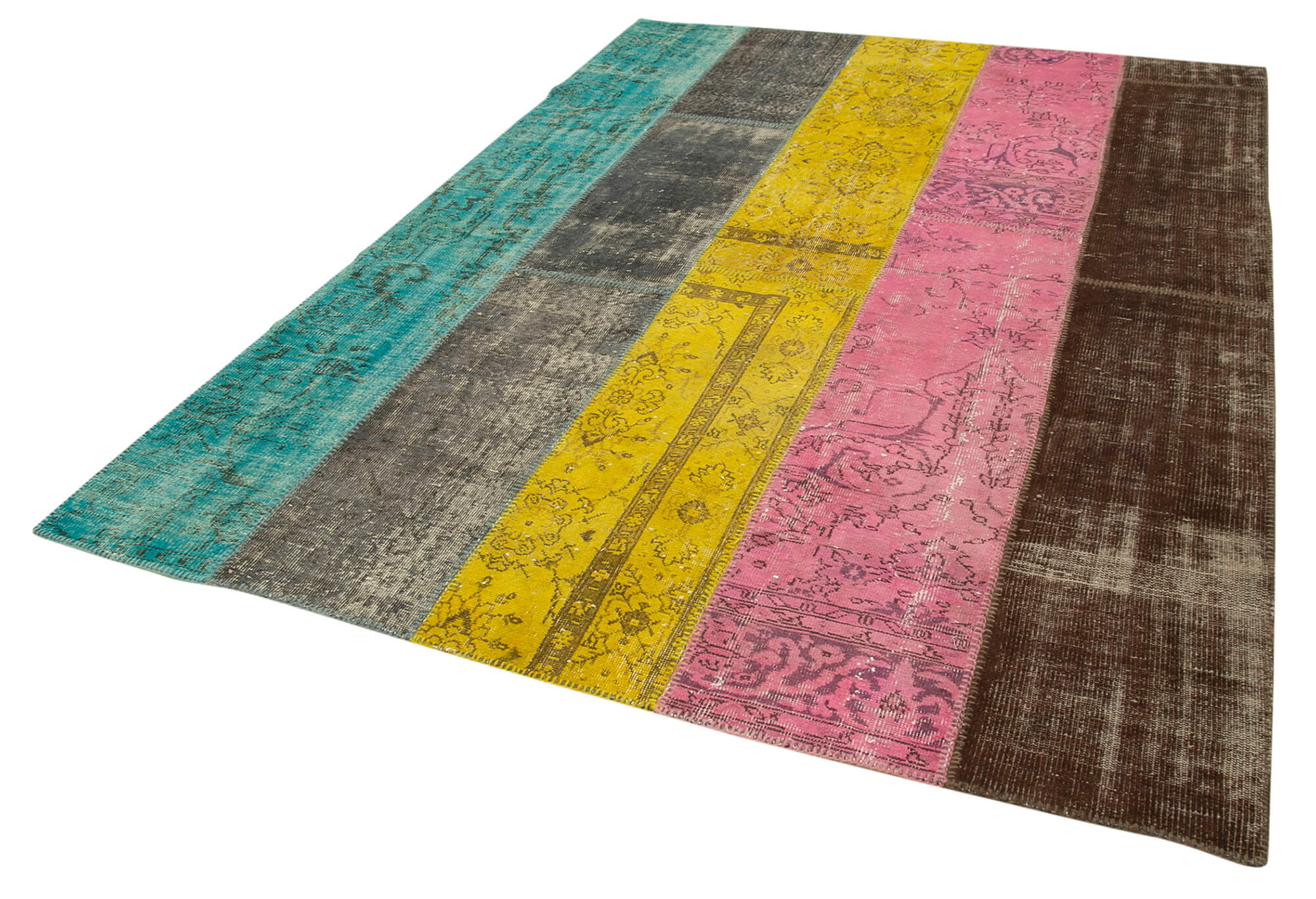 Handmade Patchwork Rug - Kirk Yama Pink Cotton Wool Vintage Area Rug 6'8"x9'1"