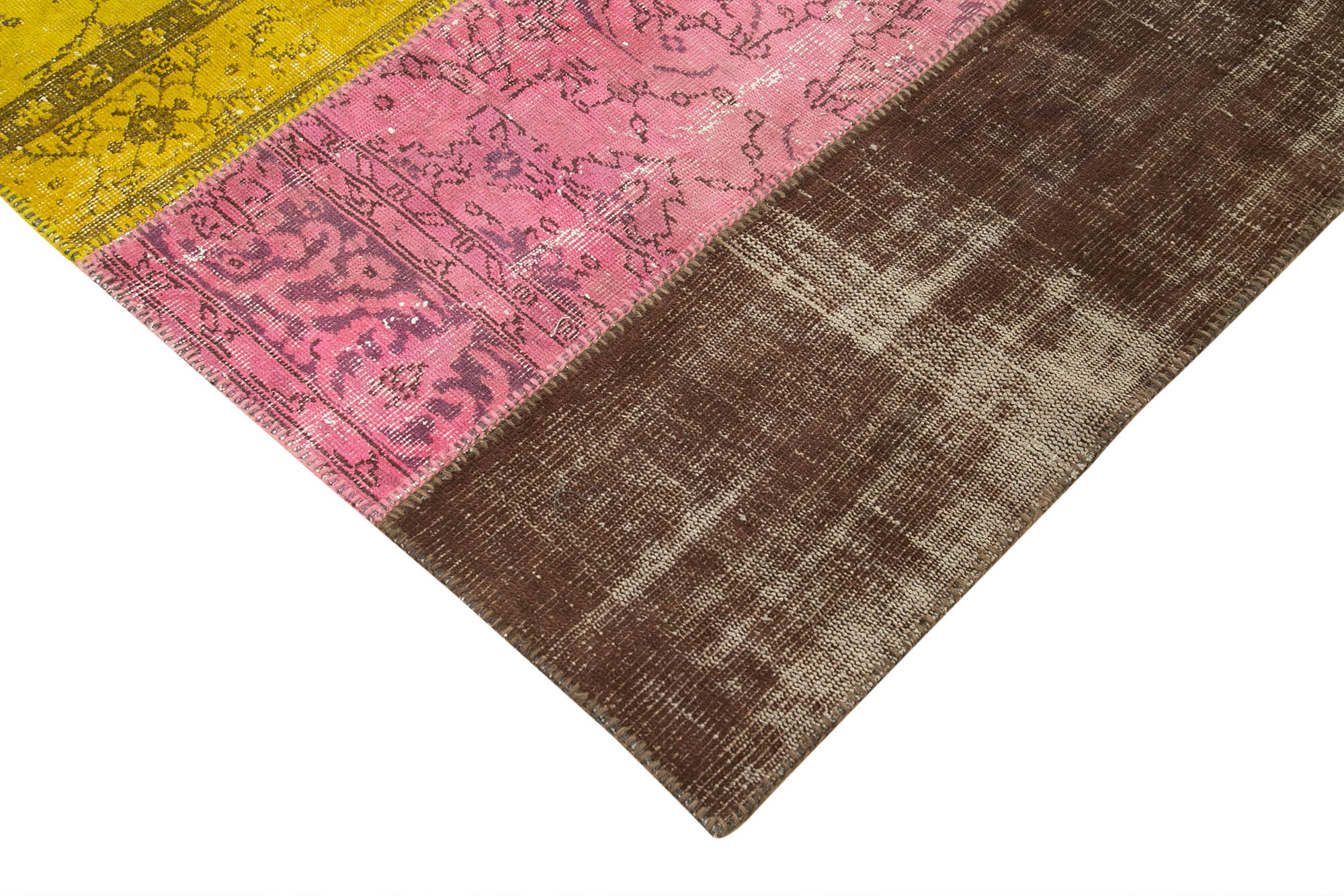Handmade Patchwork Rug - Kirk Yama Pink Cotton Wool Vintage Area Rug 6'8"x9'1"