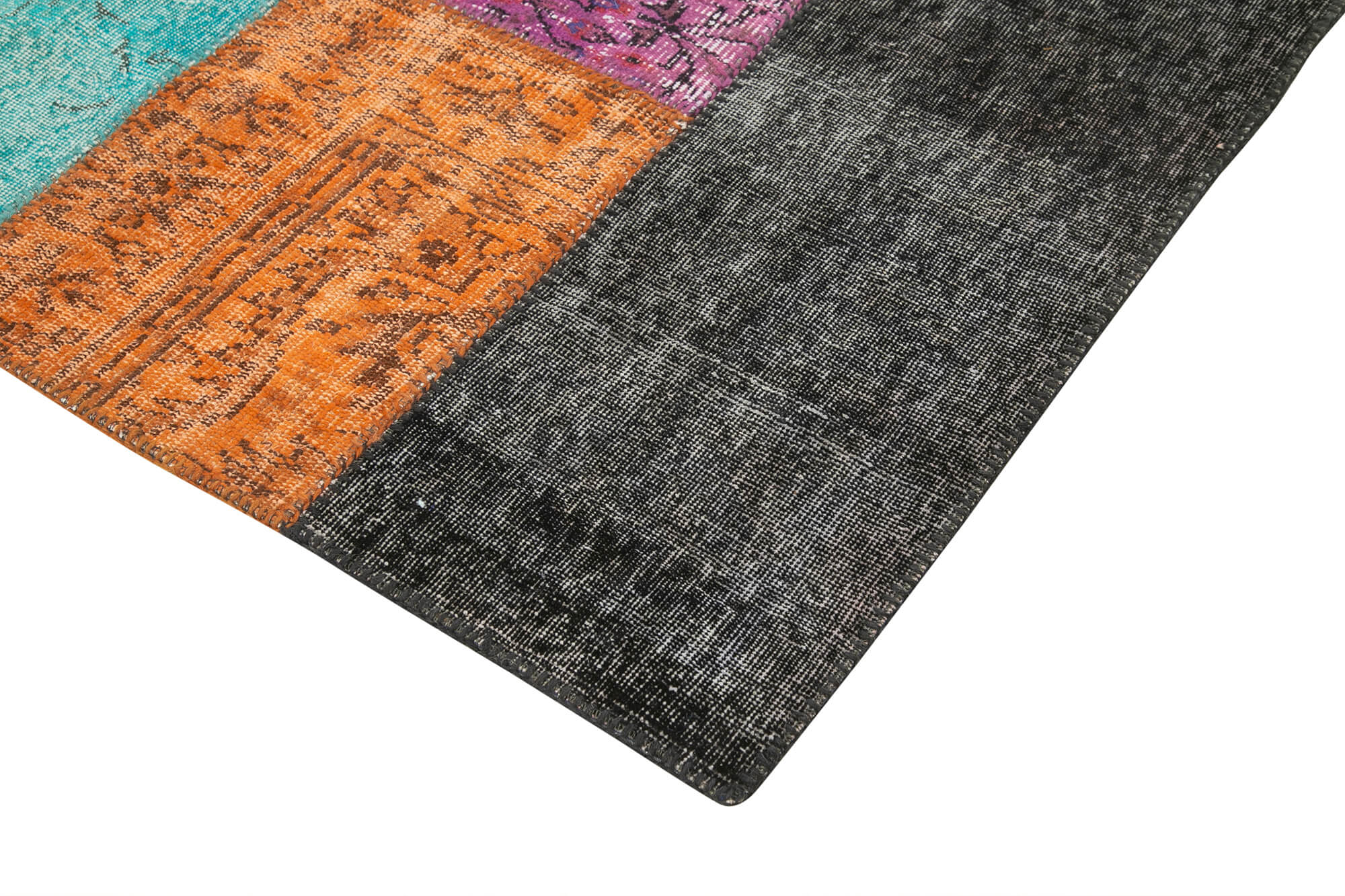 Handmade Patchwork Area Rug – Pink Patchwork Carpet Cotton Wool Rug 6'9"x9'1"