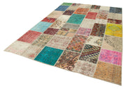 Handmade Patchwork Rug - Kirk Yama Pink Cotton Wool Vintage Area Rug 6'9''x9'10''