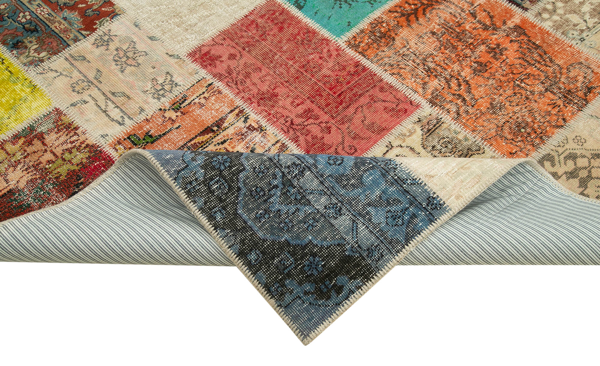 Handmade Patchwork Rug - Kirk Yama Pink Cotton Wool Vintage Area Rug 6'9''x9'10''