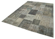 Handmade Patchwork Rug - Kirk Yama Grey Cotton Wool 6'8" x 9'10" Area Rug