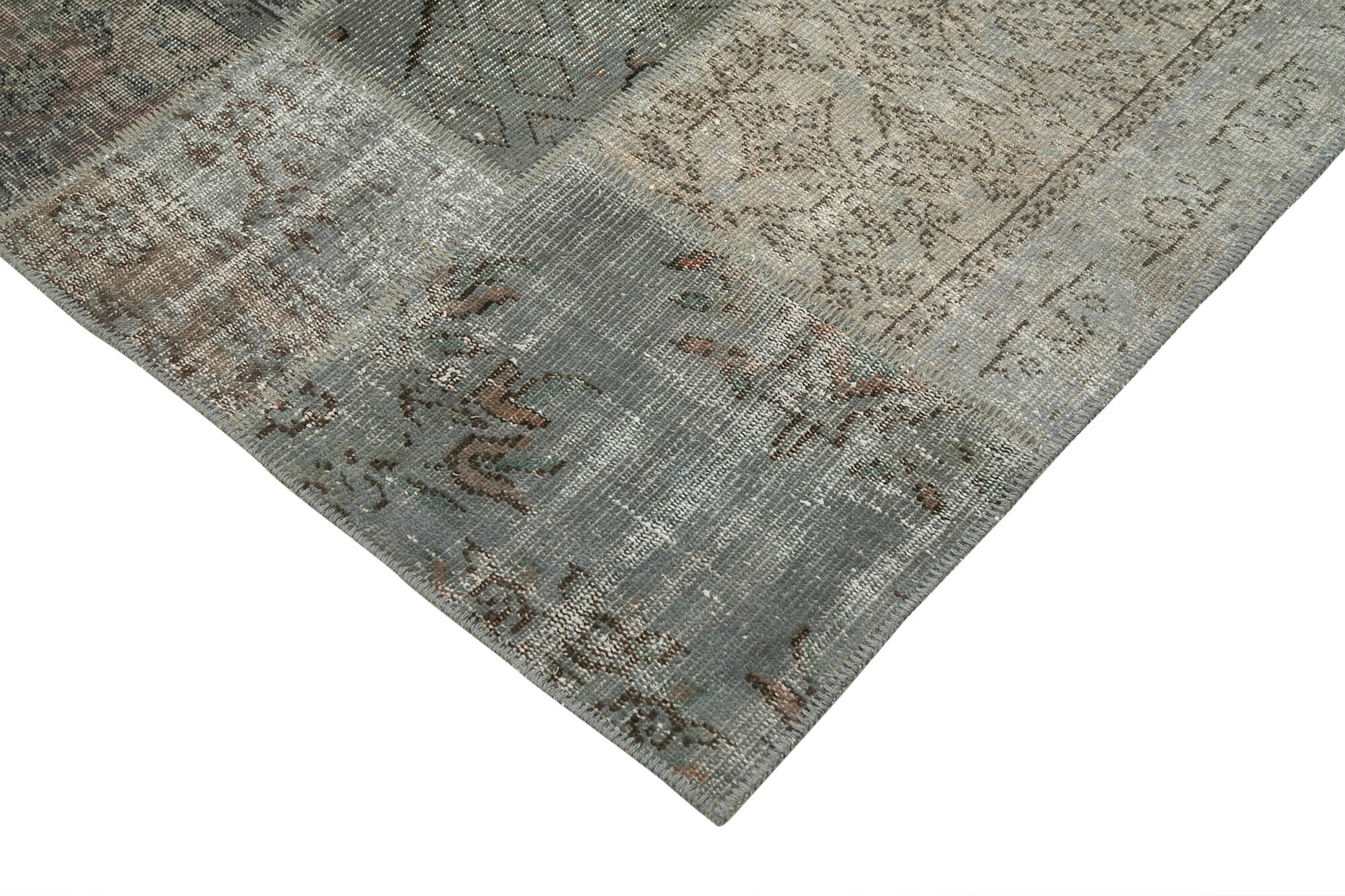 Handmade Patchwork Rug - Kirk Yama Grey Cotton Wool 6'8" x 9'10" Area Rug