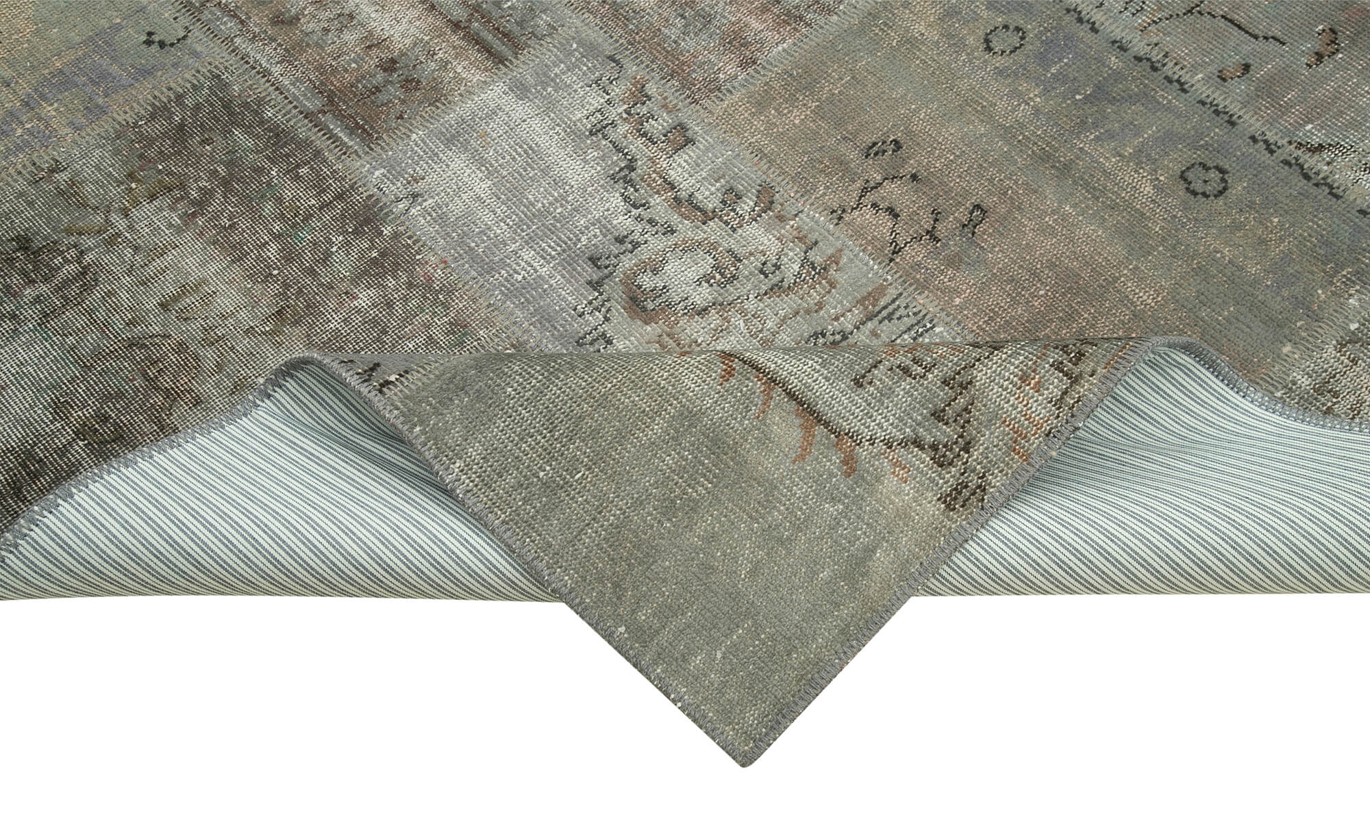 Handmade Patchwork Rug - Kirk Yama Grey Cotton Wool 6'8" x 9'10" Area Rug