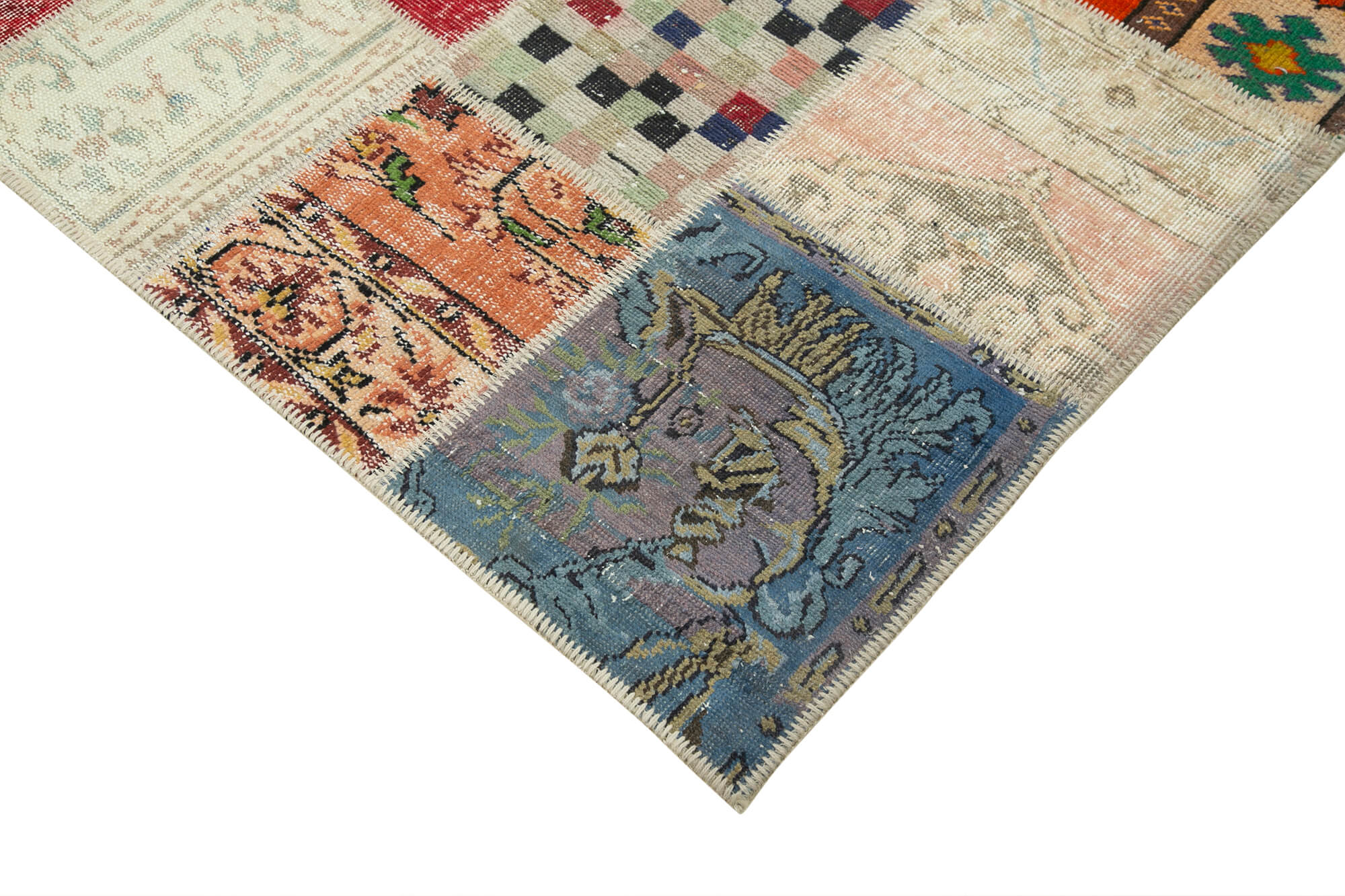 Handmade Area Rug - Pink Patchwork Wool & Cotton Carpet 6'10''x9'9'' by Agacan