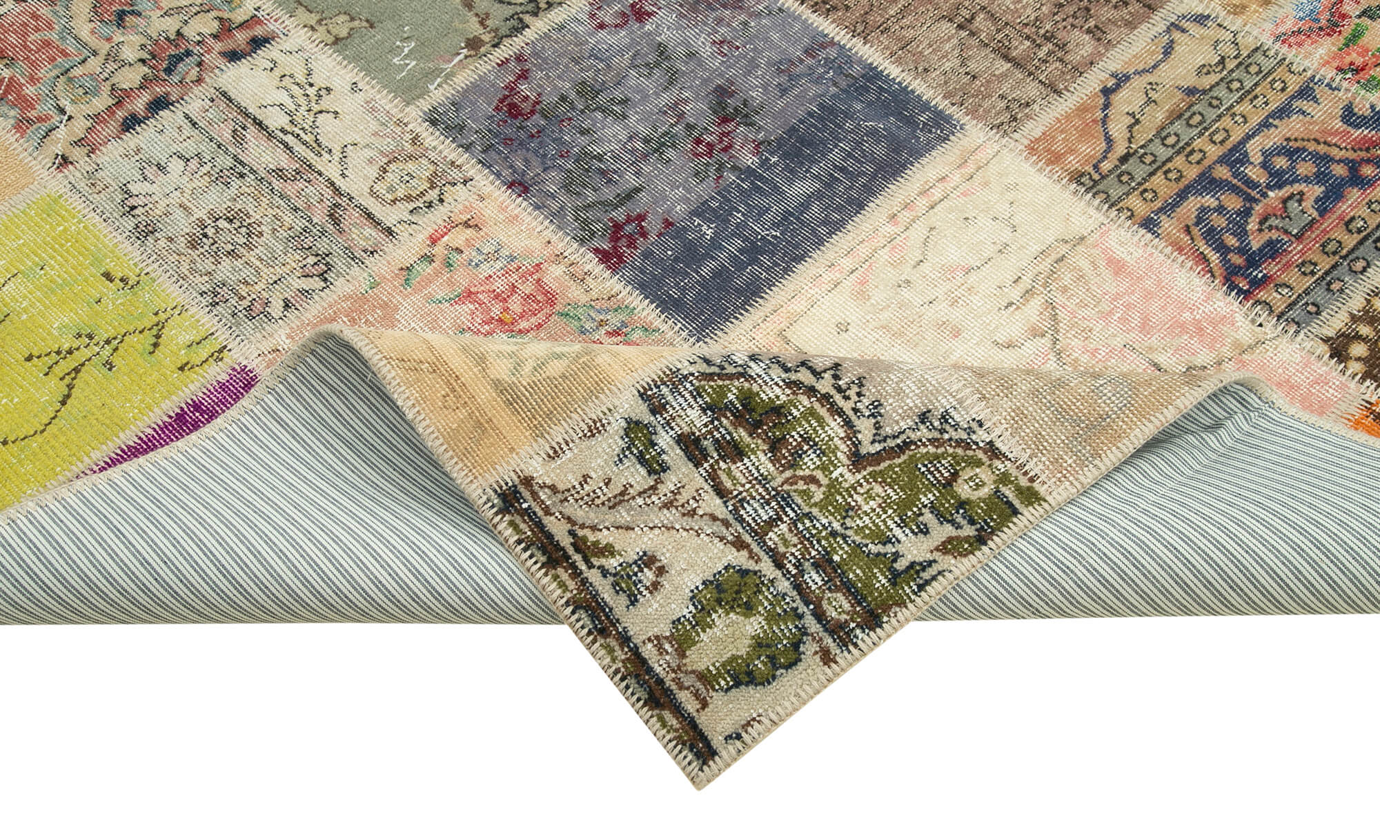 Handmade Patchwork Rug - Kirk Yama Pink Cotton Wool Vintage Area Carpet 6'11" x 9'10"