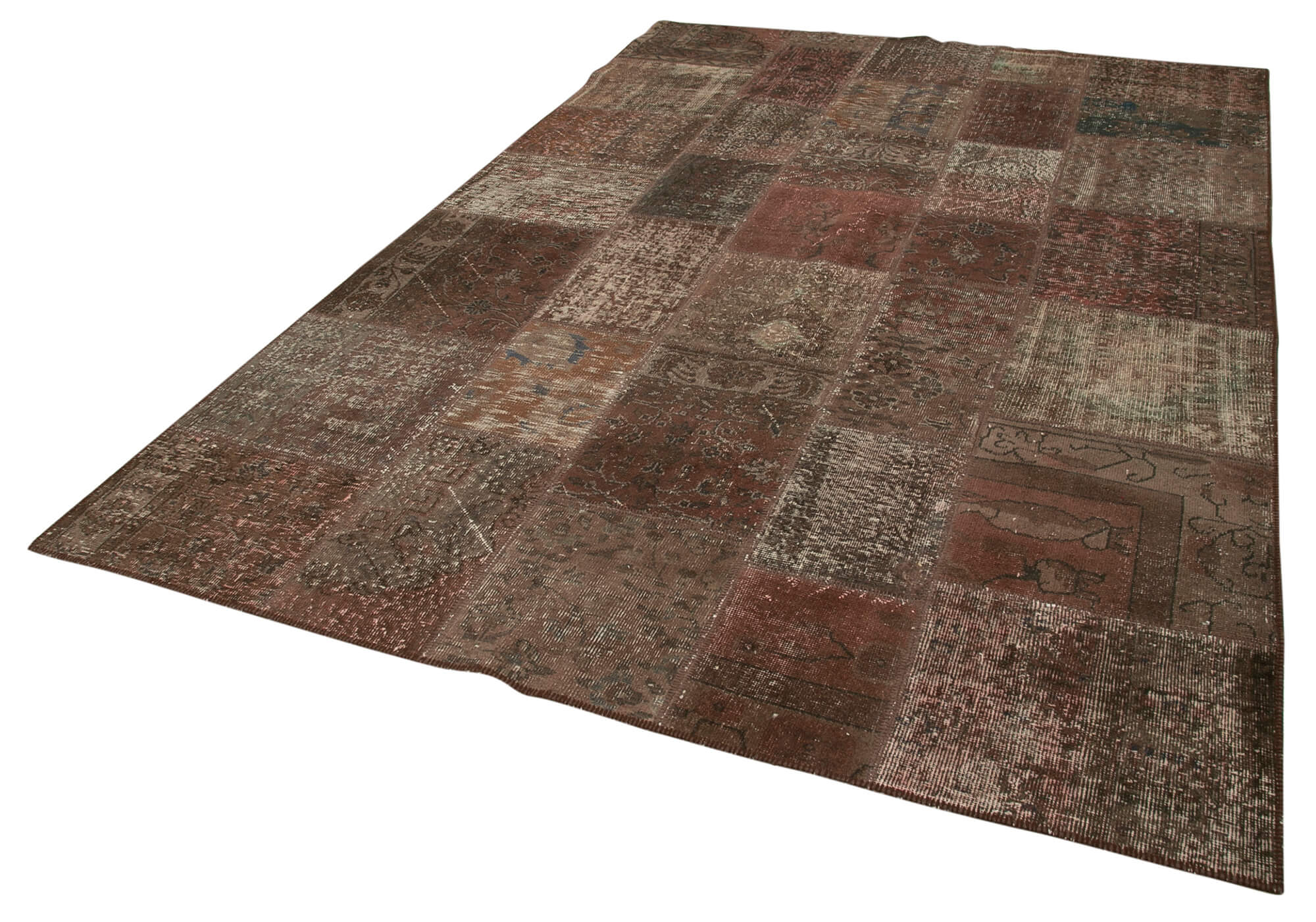 Handmade Patchwork Rug - Brown Patchwork Design 6x9 Feet Rug Cotton Wool